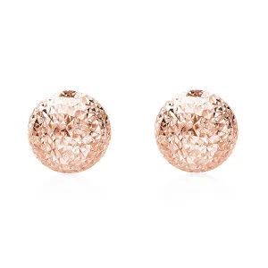 9ct Rose Gold Diamond Cut Ball Stud Earrings 8mm