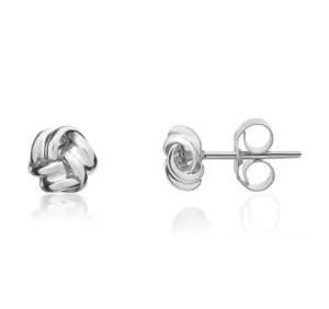 9ct White Gold Knot Studs