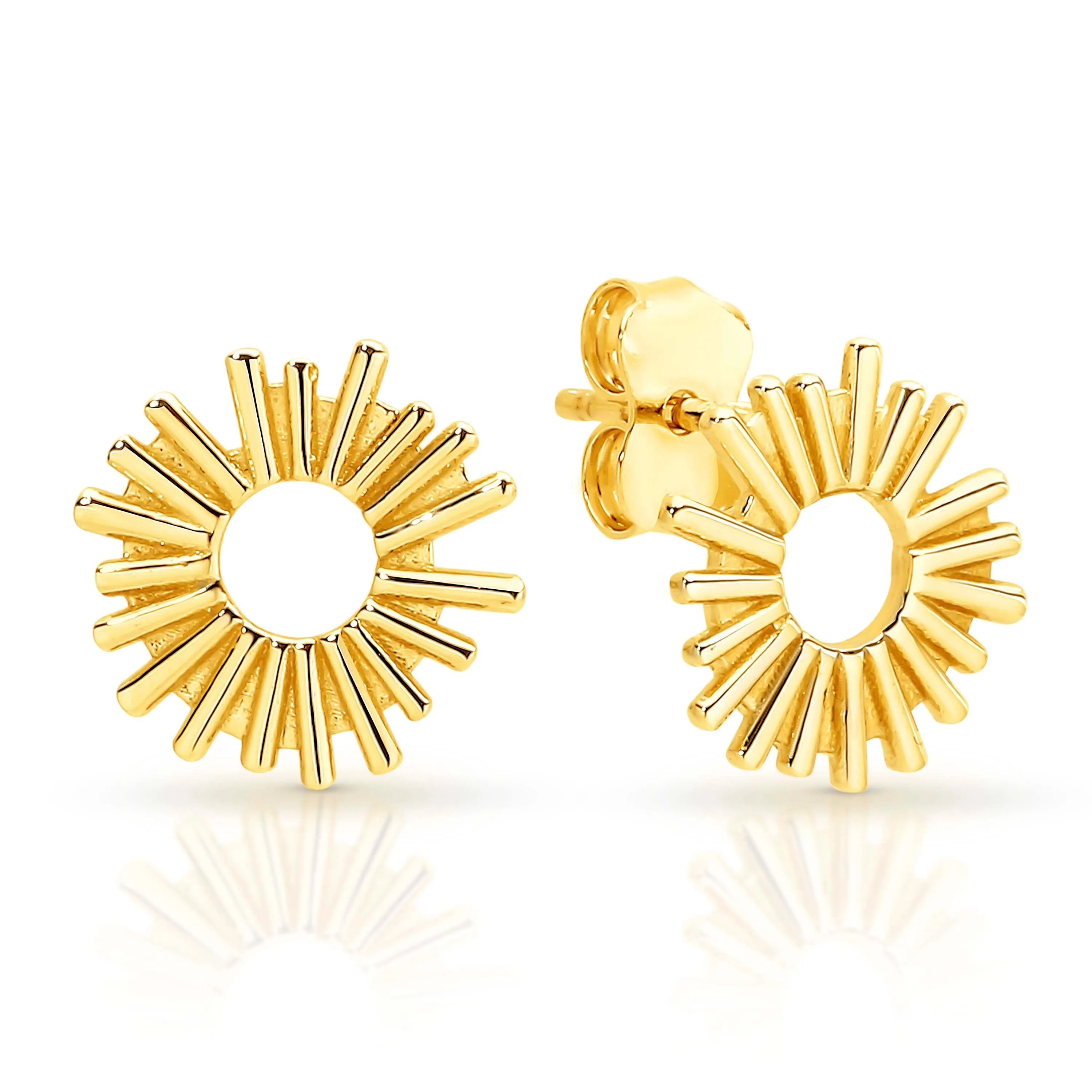 9ct Yellow Gold Fancy Sun Stud Earrings.