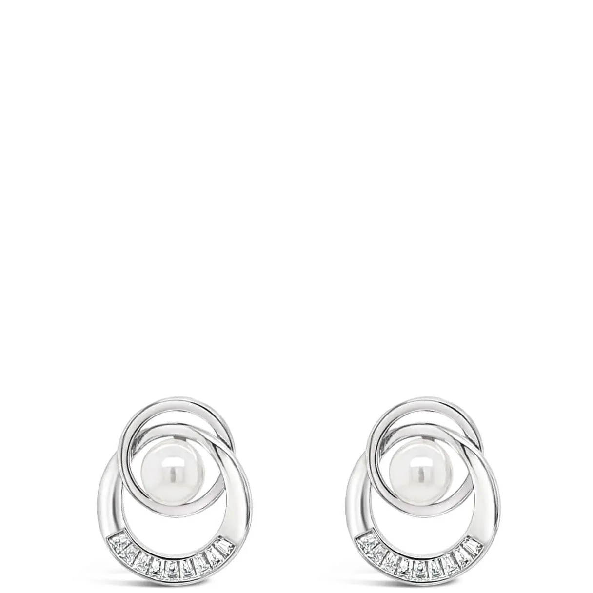 Absolute Silver & Cream Pearl Entwined Earrings