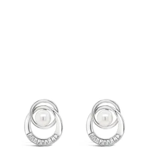 Absolute Silver & Cream Pearl Entwined Earrings