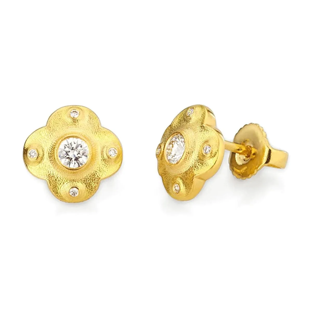 Alex Sepkus Flora 18k Yellow Gold Diamond Earrings