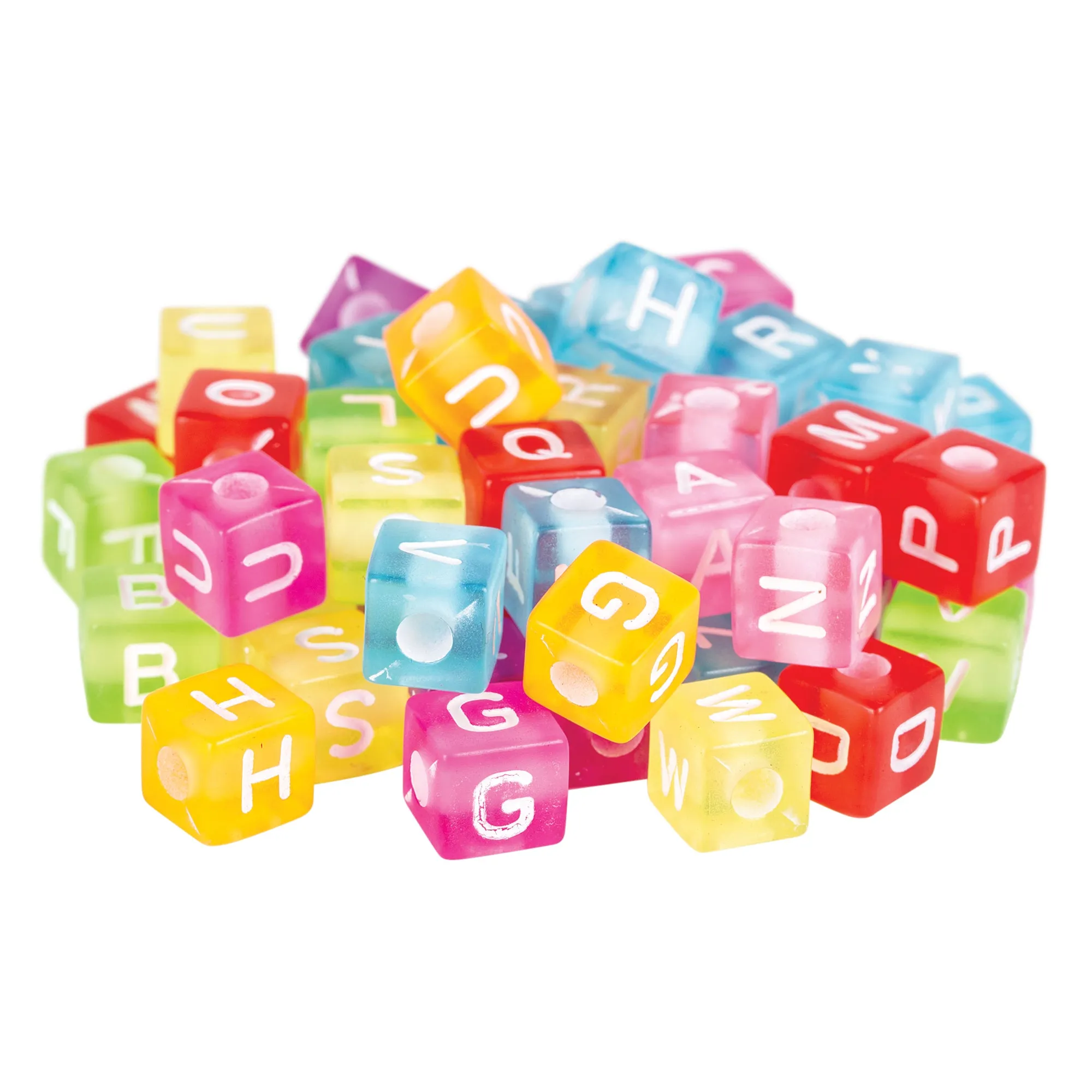 Alphabet Cube Beads Coloured Large 100g