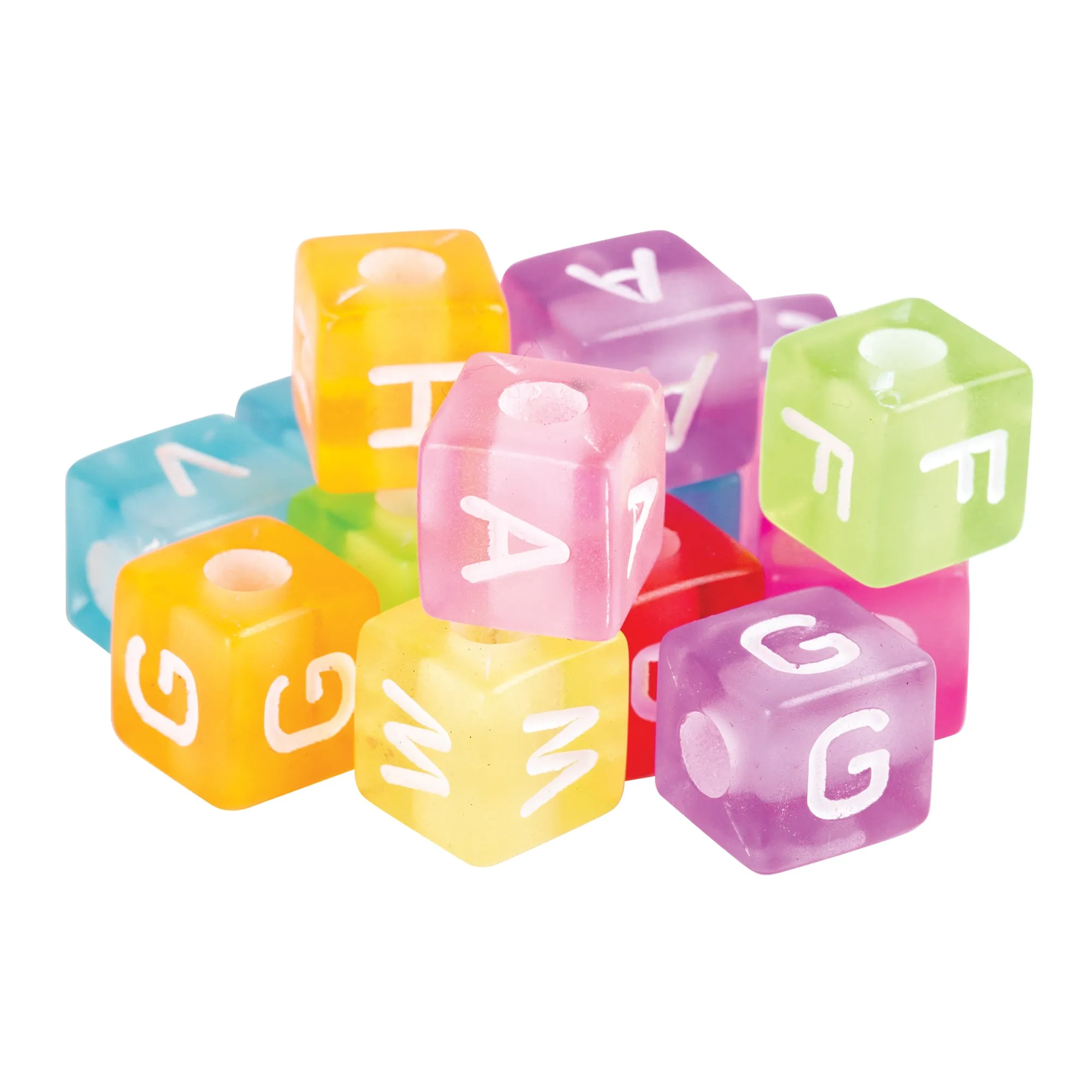 Alphabet Cube Beads Coloured Large 100g