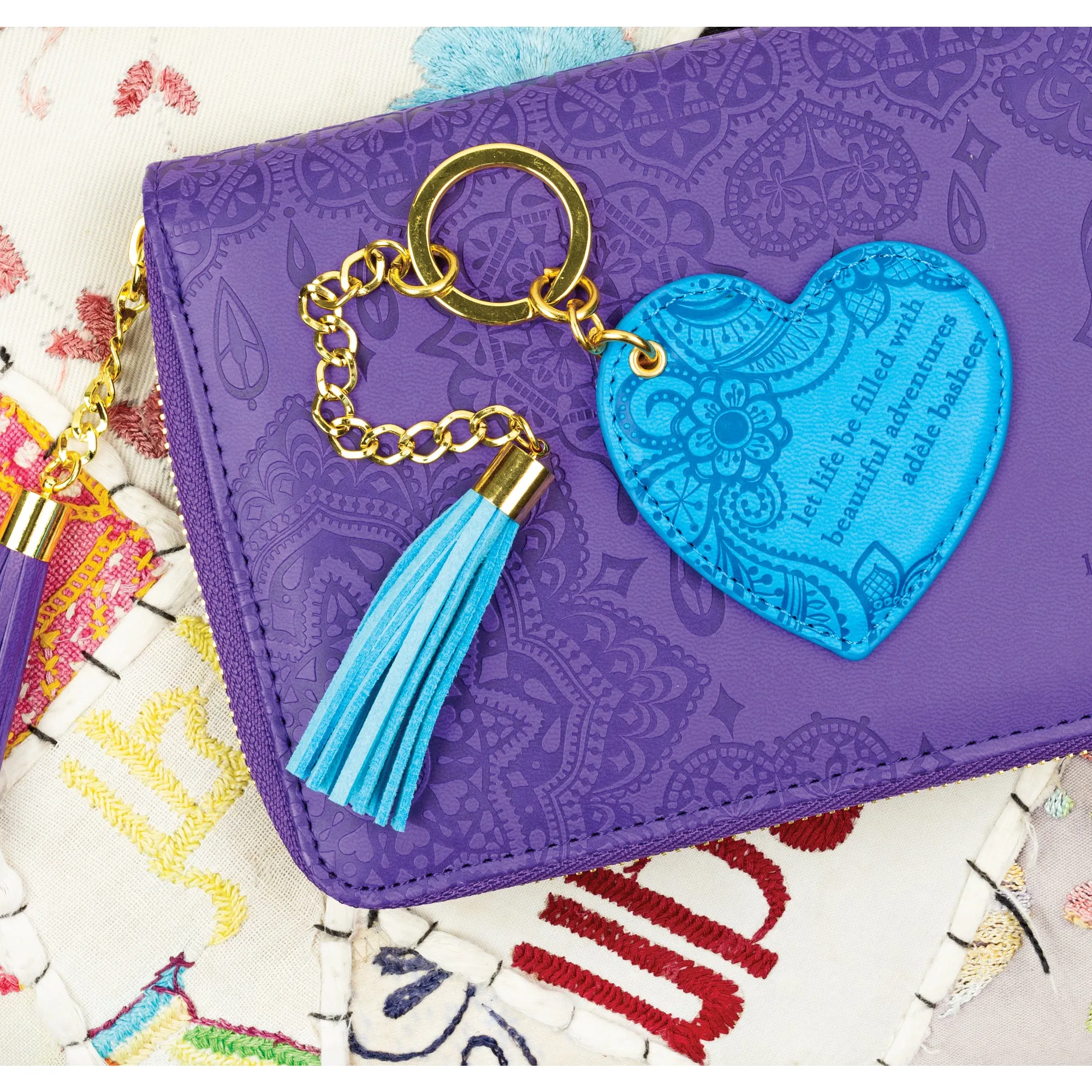 Amalfi Blue Vegan Leather Keychain