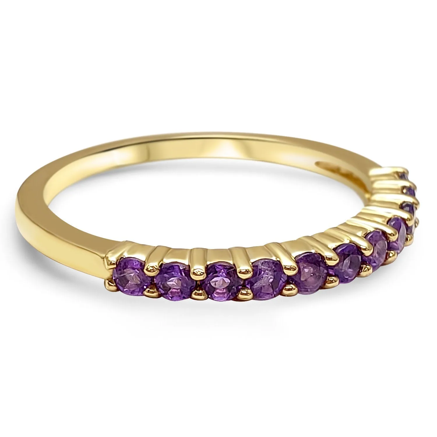 Amethyst Stackable Ring Purple Gemstone 14k Solid Yellow Gold, 14k Rose Gold, 14k White Gold February birthstone zodiac band