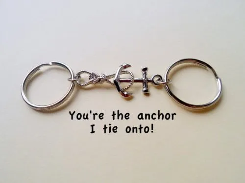 Anchor & Sailor's Knot Keychain Set Custom Engraved- You're The Anchor I Tie Onto; Couples Keychain Set