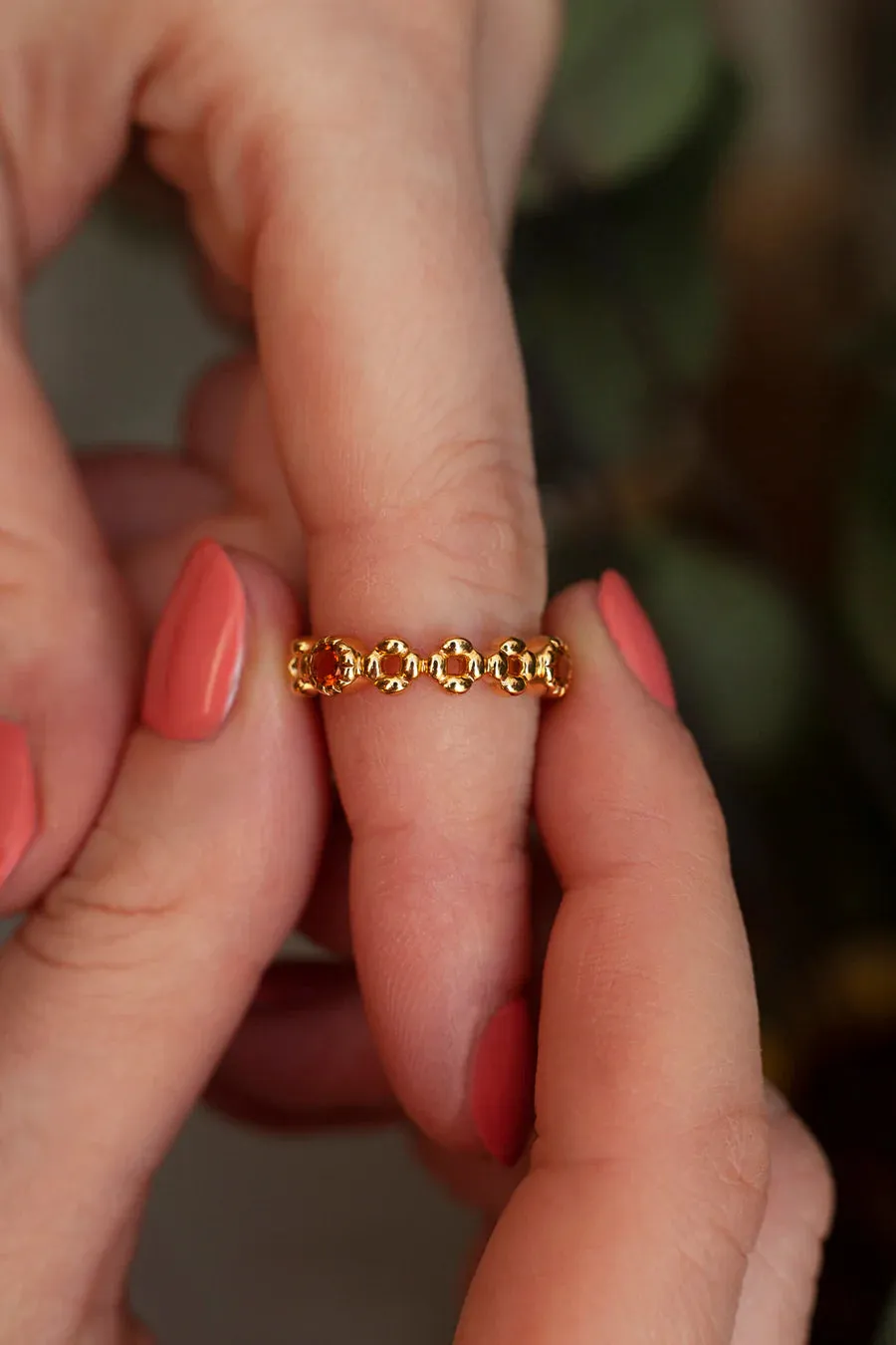 Anna Stacking Band with Orange Citrine