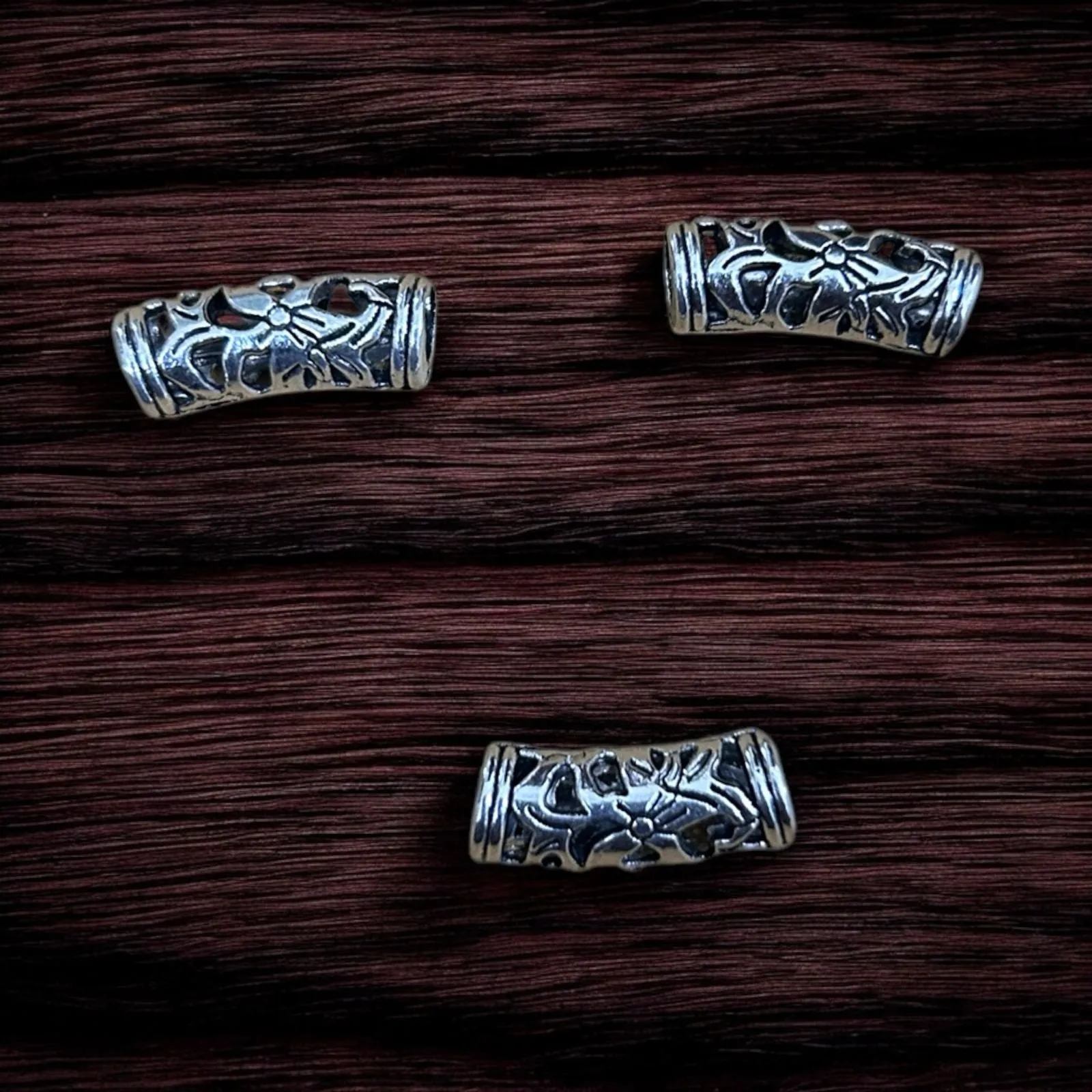 Antique Silver Curve Spacer Beads 3Pcs