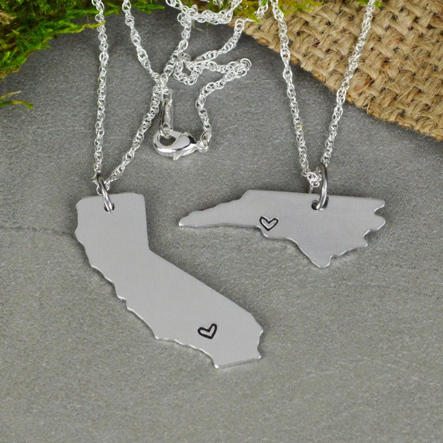 Any Two US States Keychain or Necklace Set