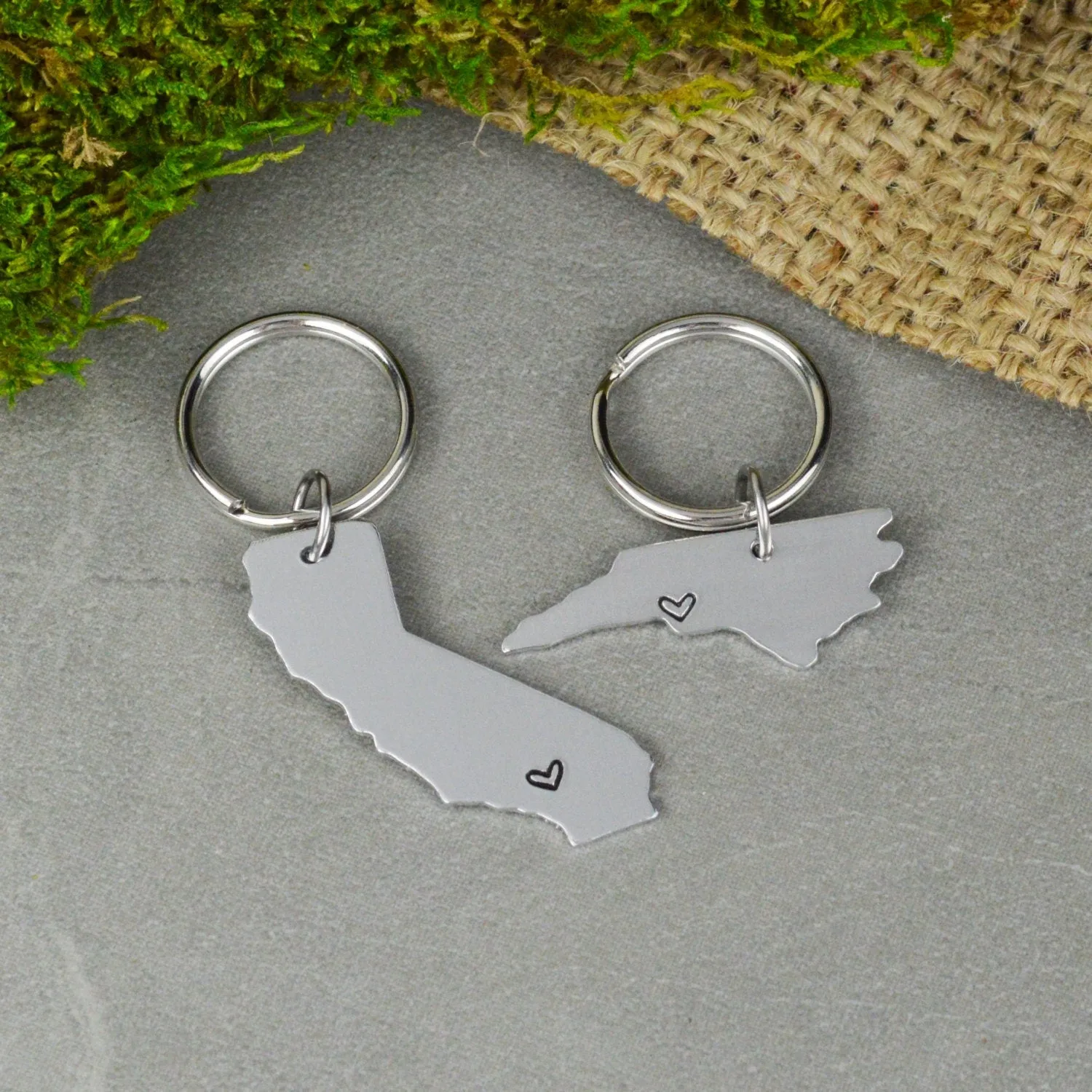 Any Two US States Keychain or Necklace Set