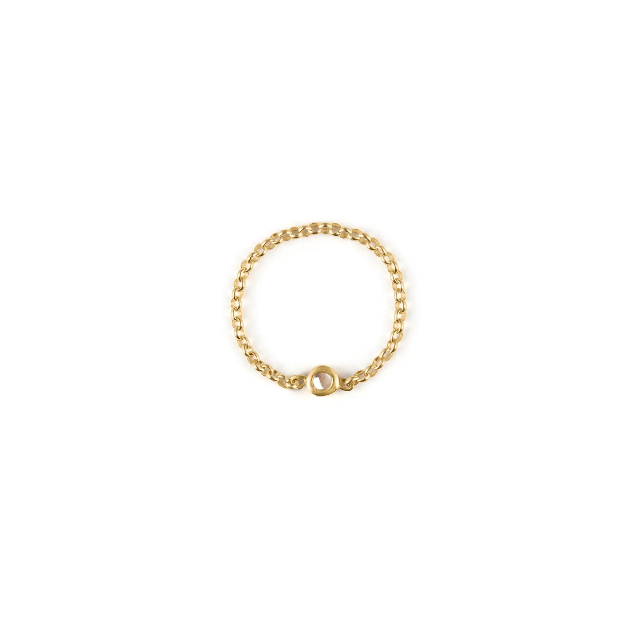 April Quartz Birthstone Chain Link Ring