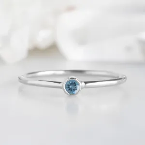 Aquamarine Birthstone Stacking Ring | 10K White Gold