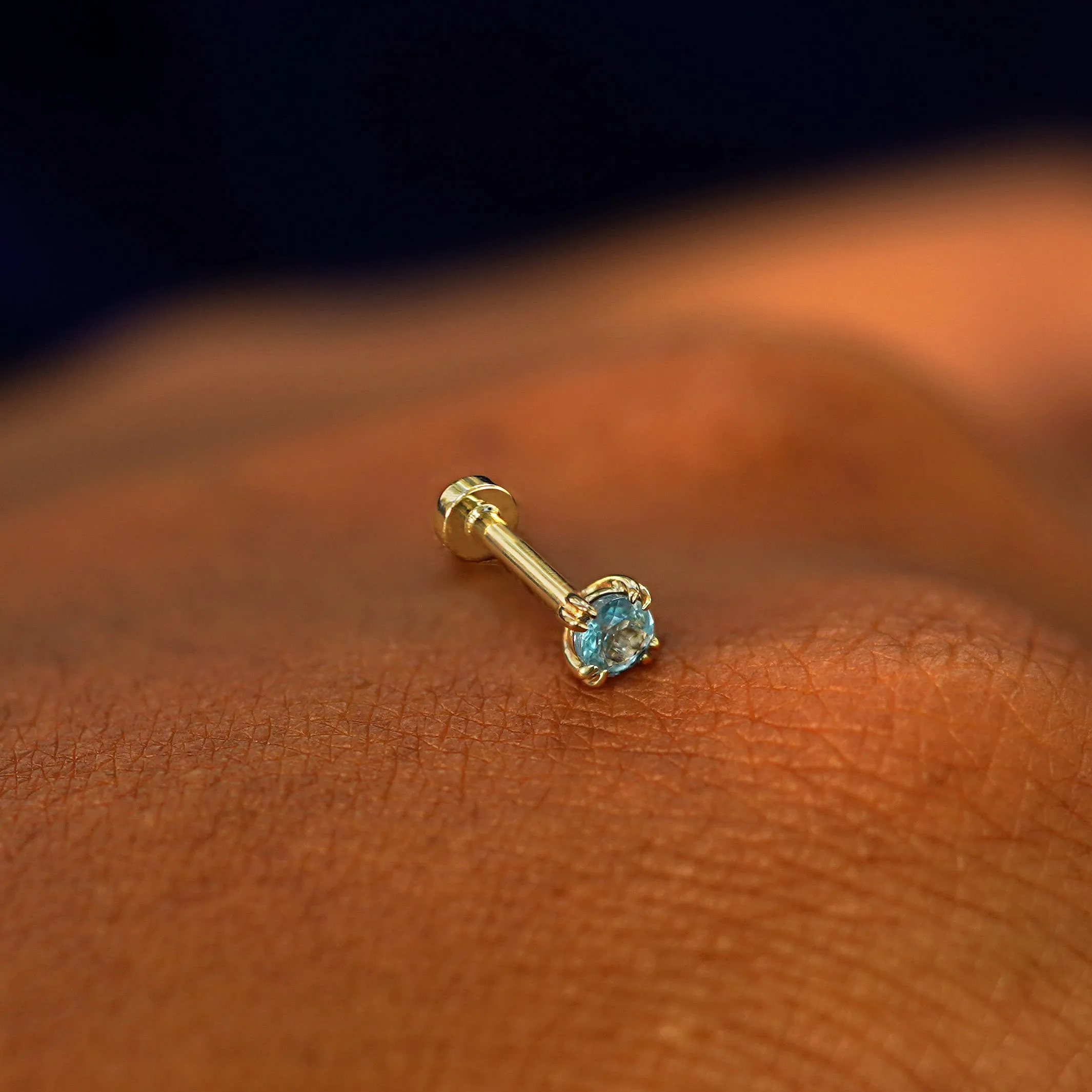Aquamarine Flatback Piercing