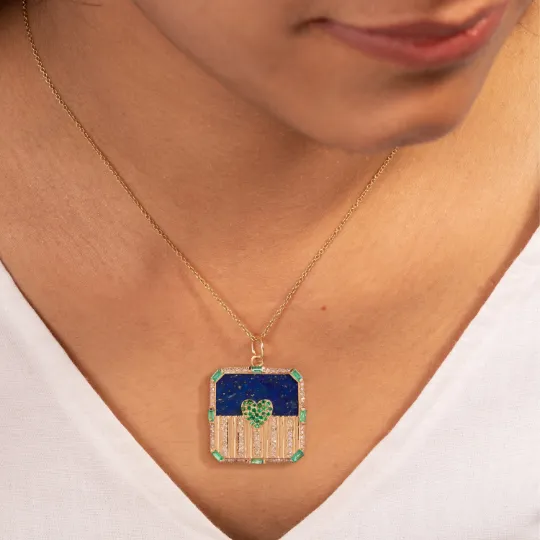 Ardour Lapis & Emerald Pendant