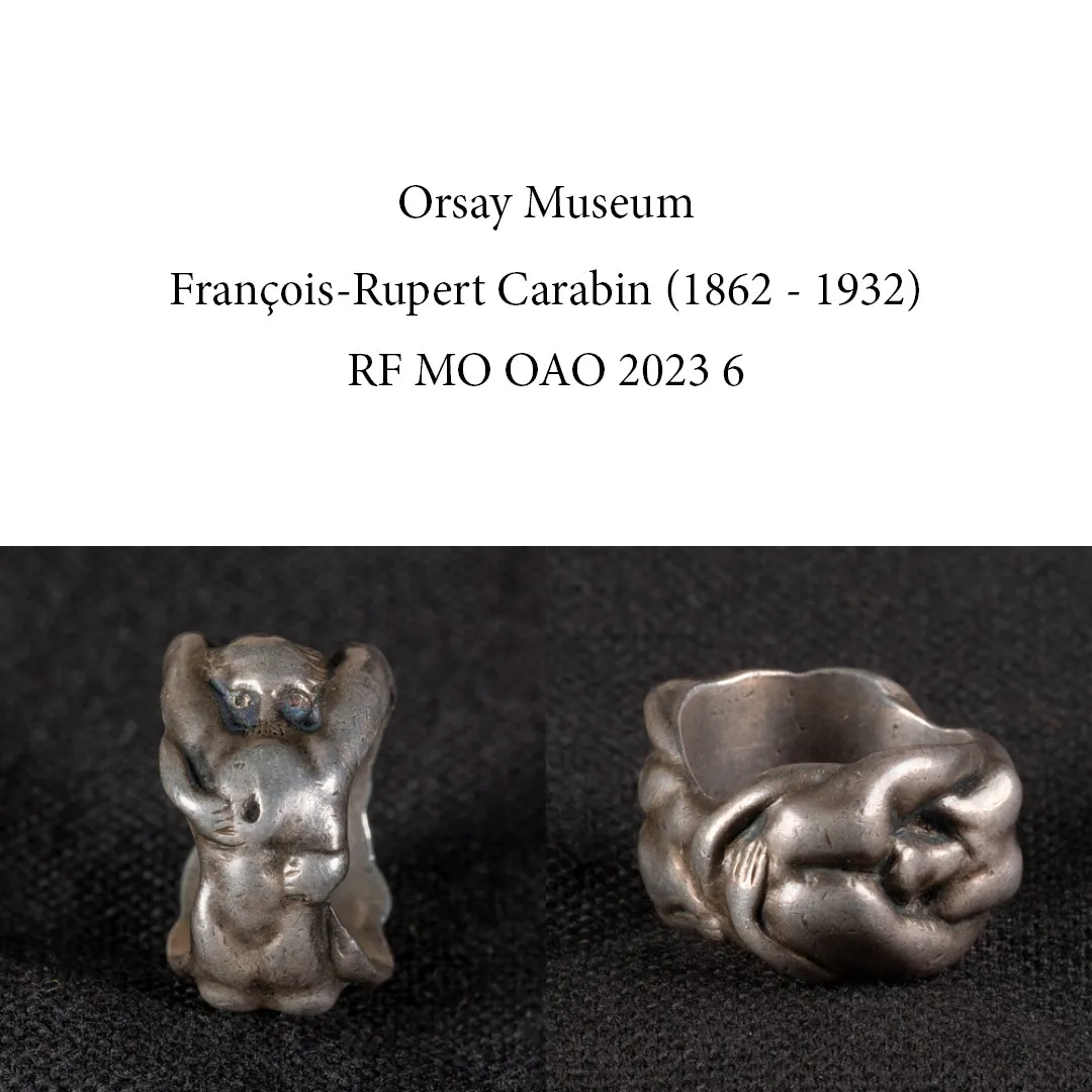 Art Nouveau French 18k Gold Erotic Ring