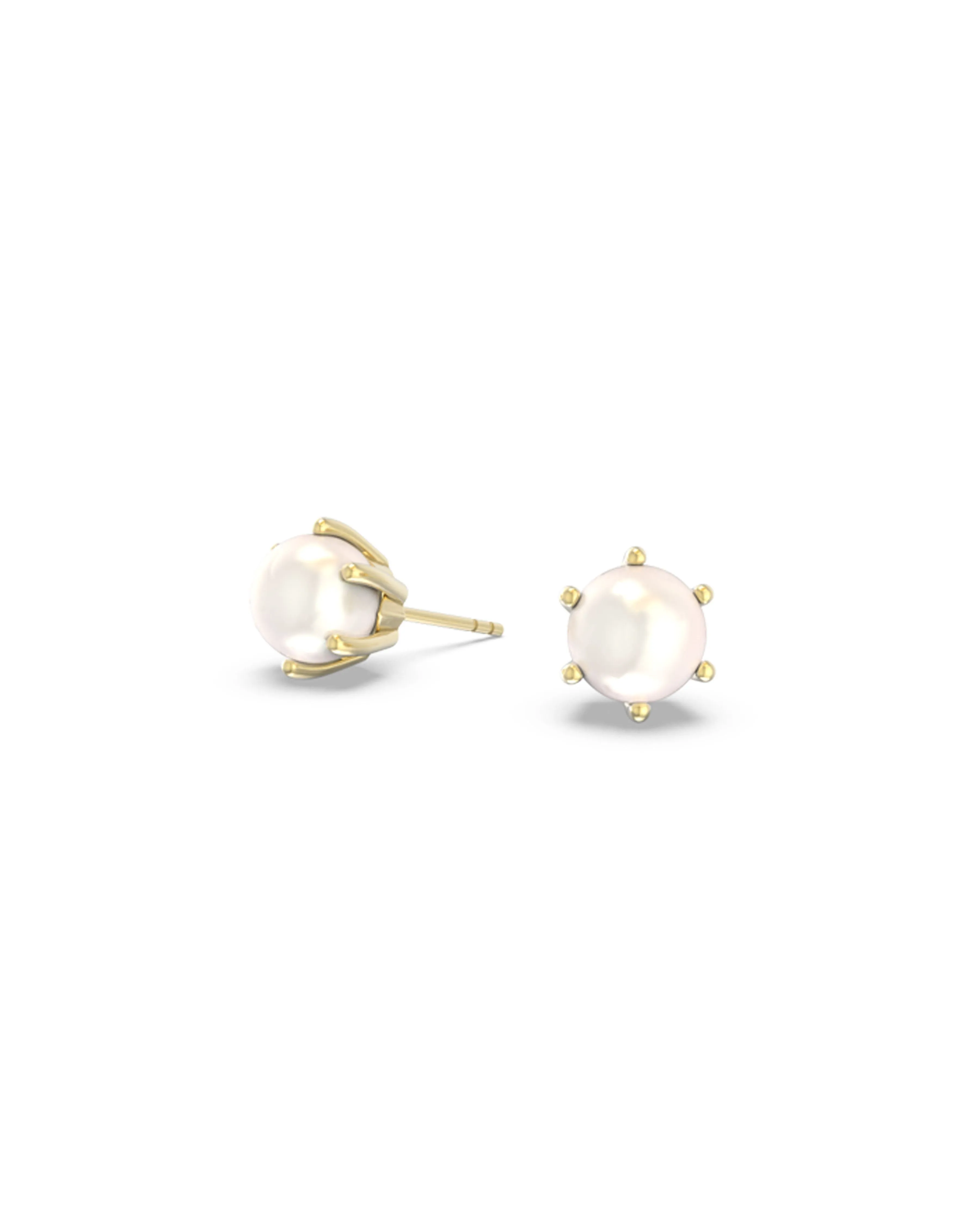 Ashton Pearl Stud Earrings Gold White Pearl