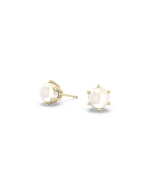 Ashton Pearl Stud Earrings Gold White Pearl