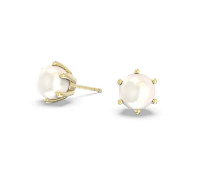 Ashton Pearl Stud Earrings Gold White Pearl
