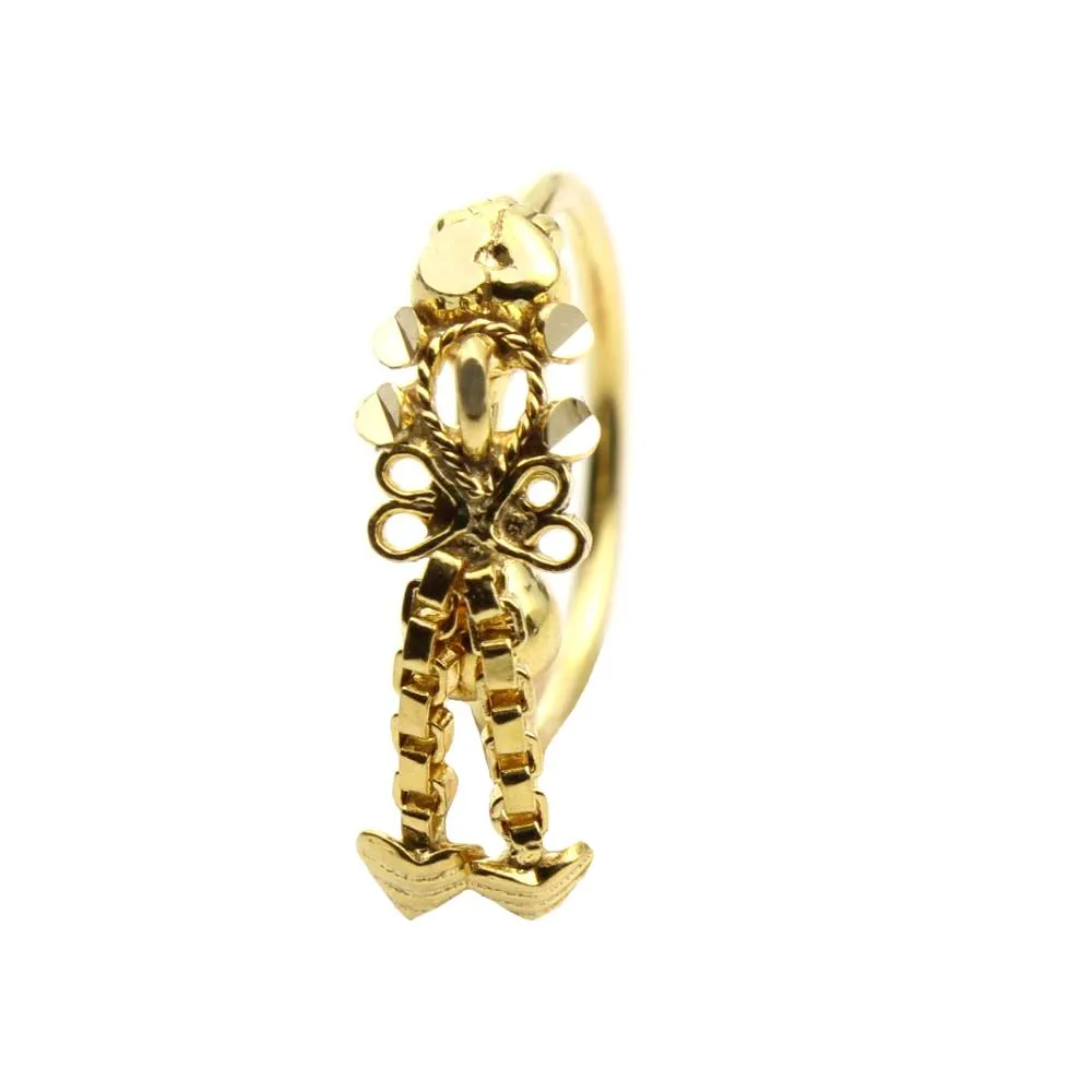 Asian 14K Real Solid Gold Nath Nose Hoop Ring for women