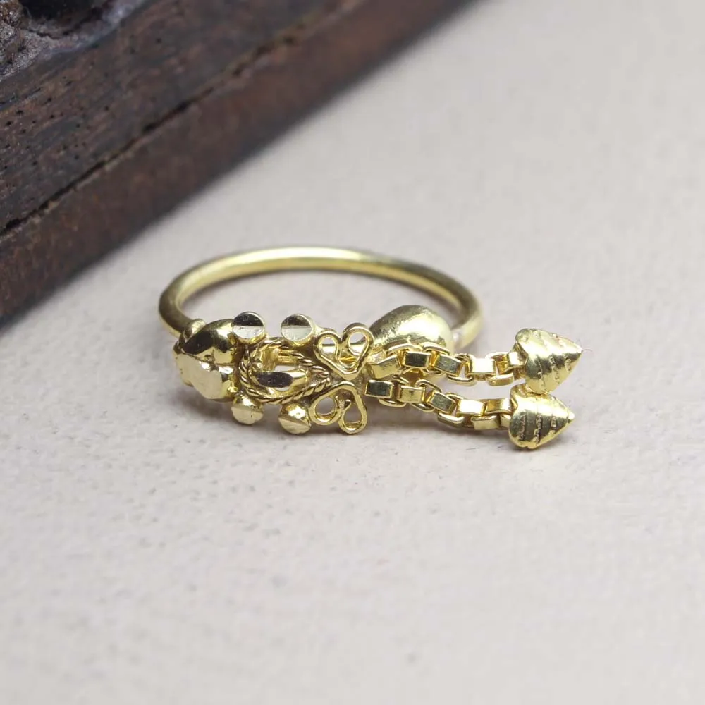 Asian 14K Real Solid Gold Nath Nose Hoop Ring for women