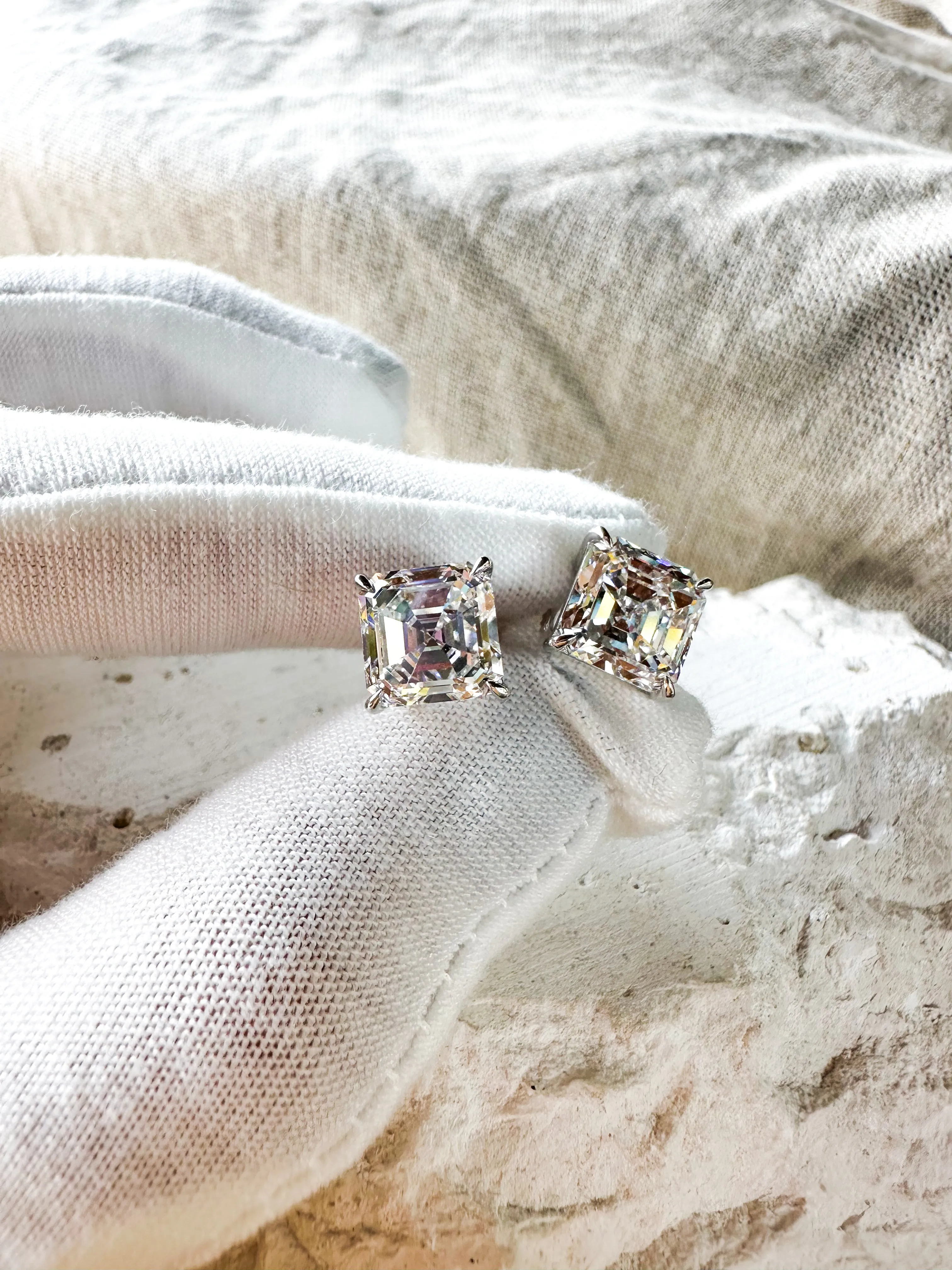 Asscher Cut 6ct Diamond Studs