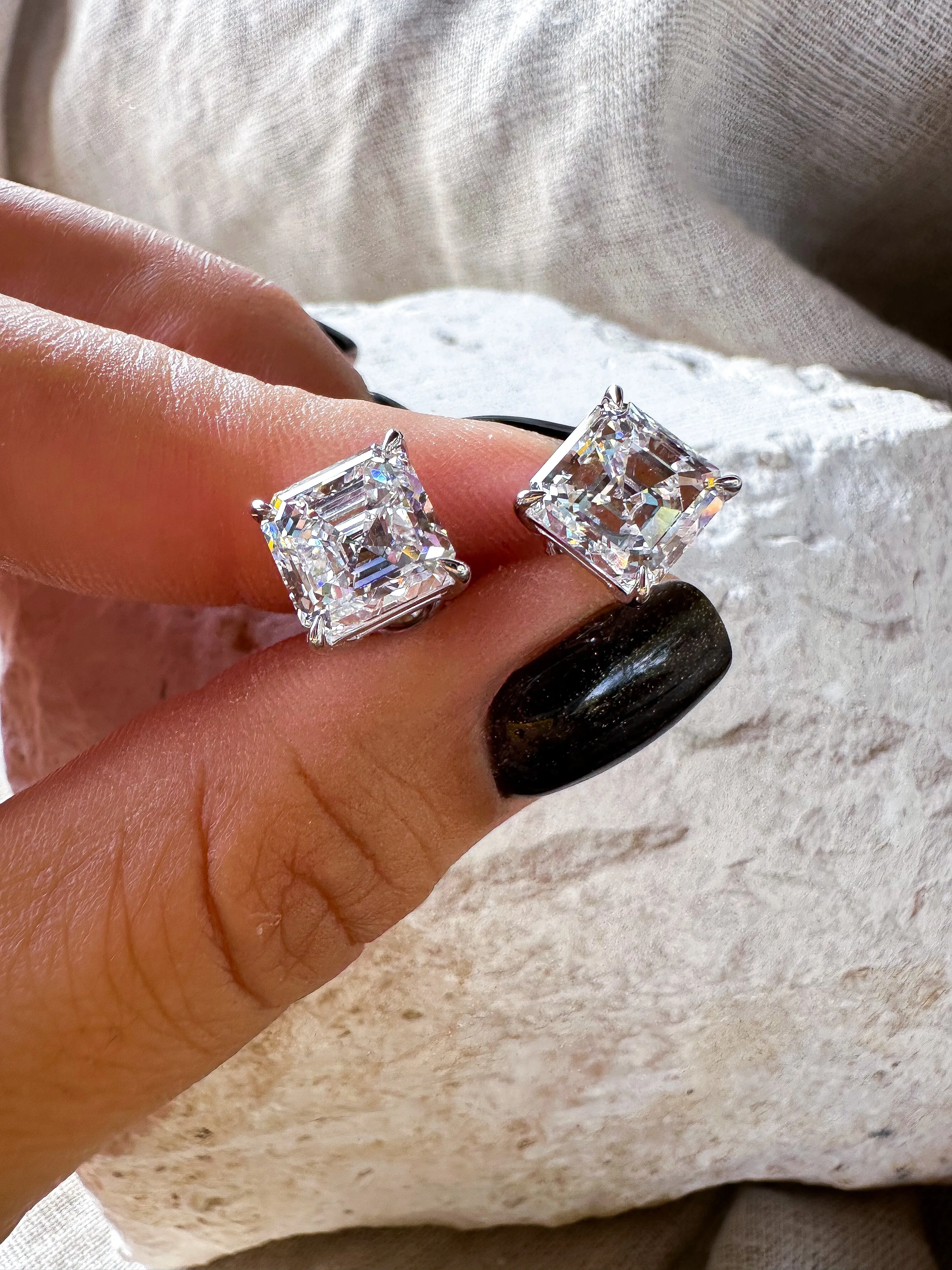 Asscher Cut 6ct Diamond Studs