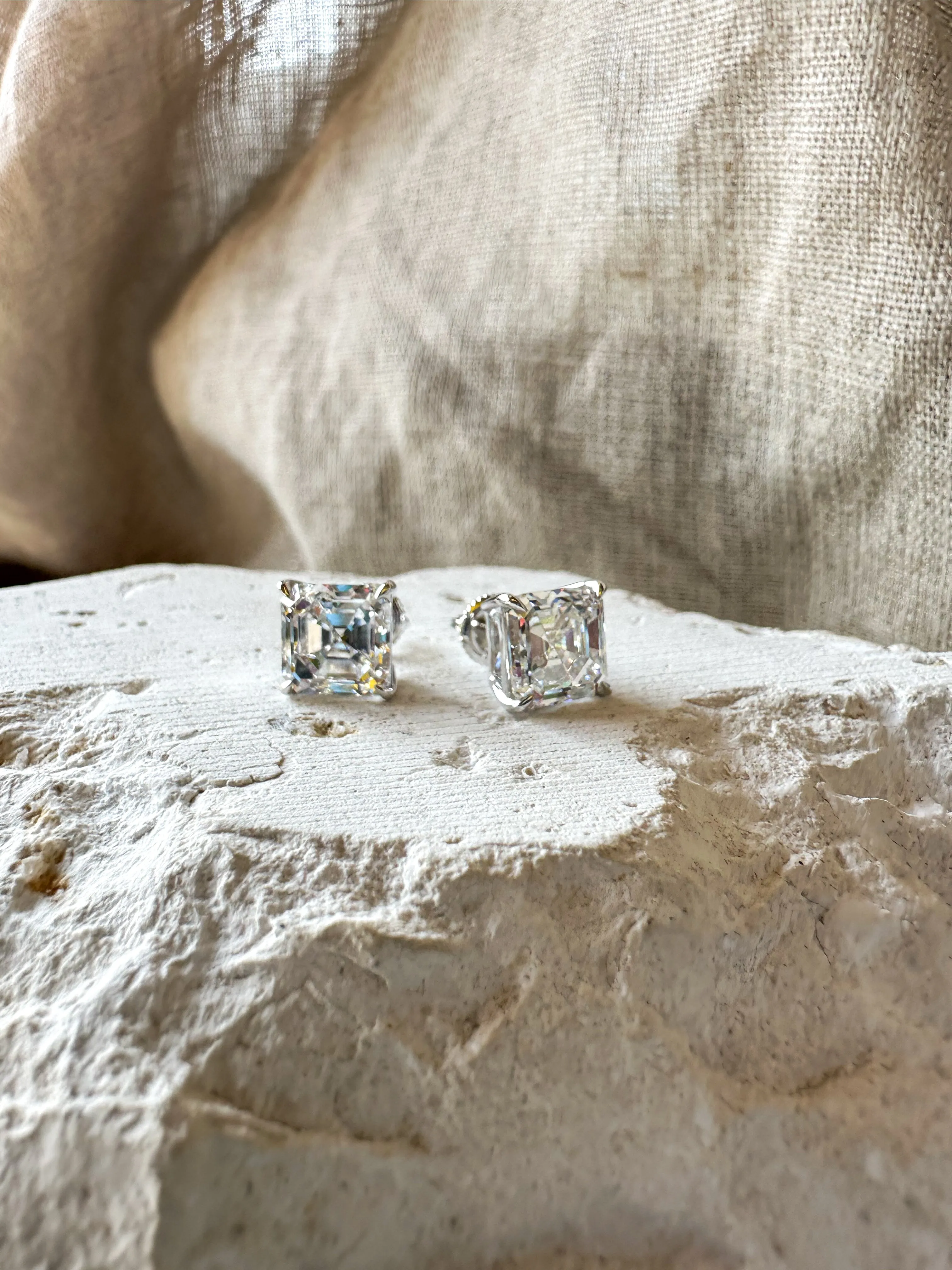 Asscher Cut 6ct Diamond Studs