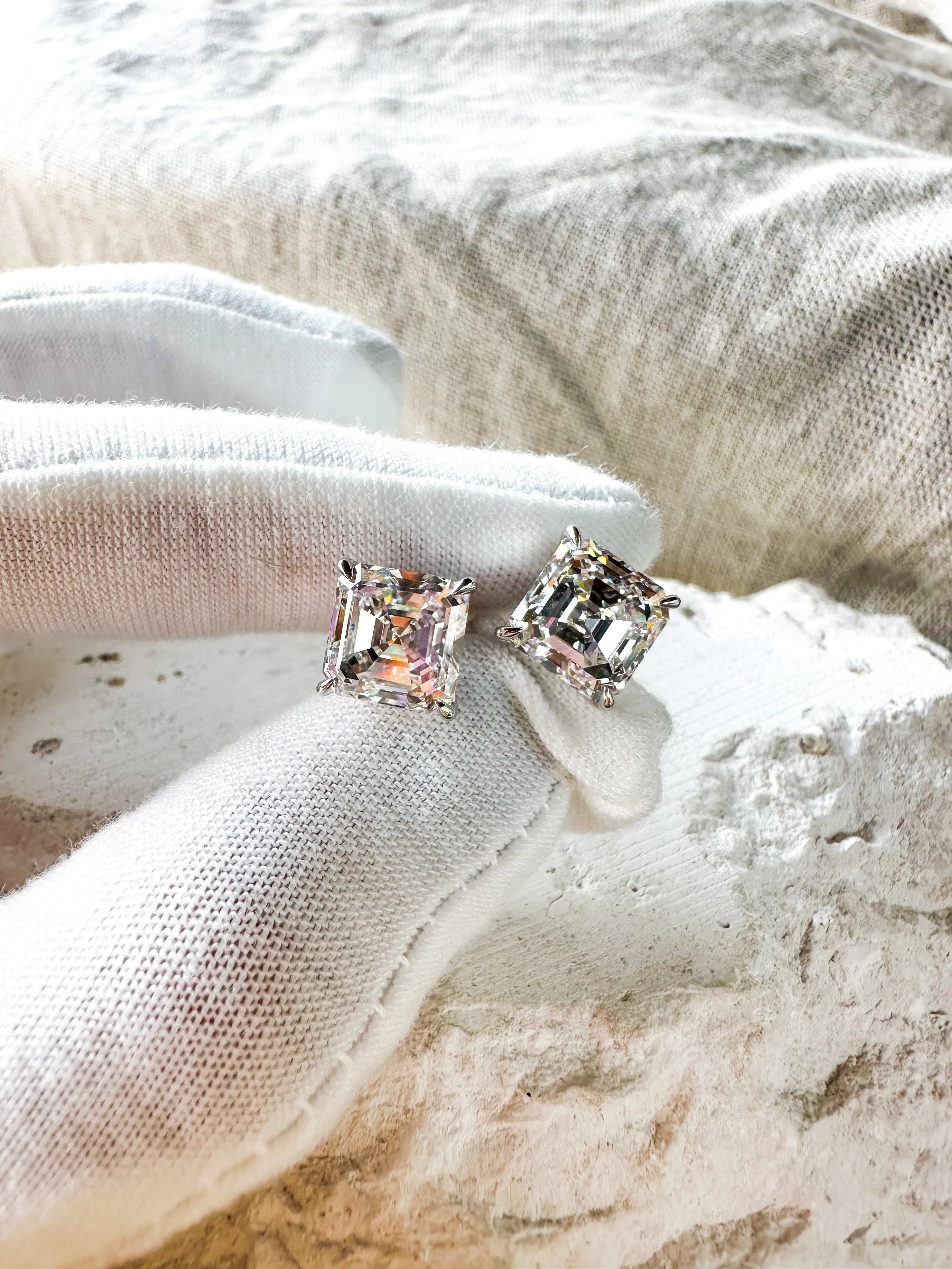 Asscher Cut 6ct Diamond Studs