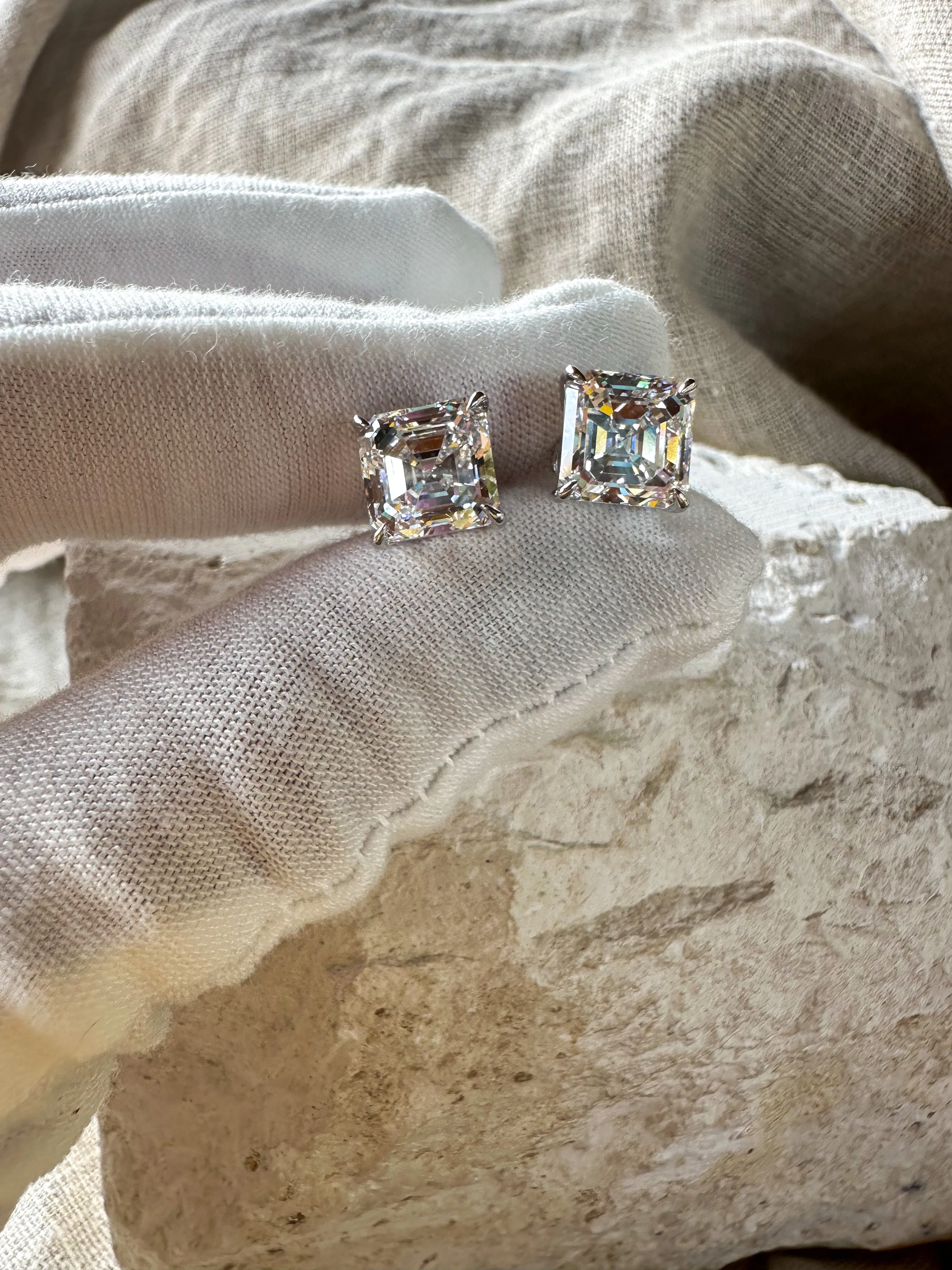 Asscher Cut 6ct Diamond Studs