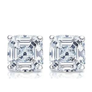 Asscher Diamond Stud Earrings 4.23cts GIA Certified
