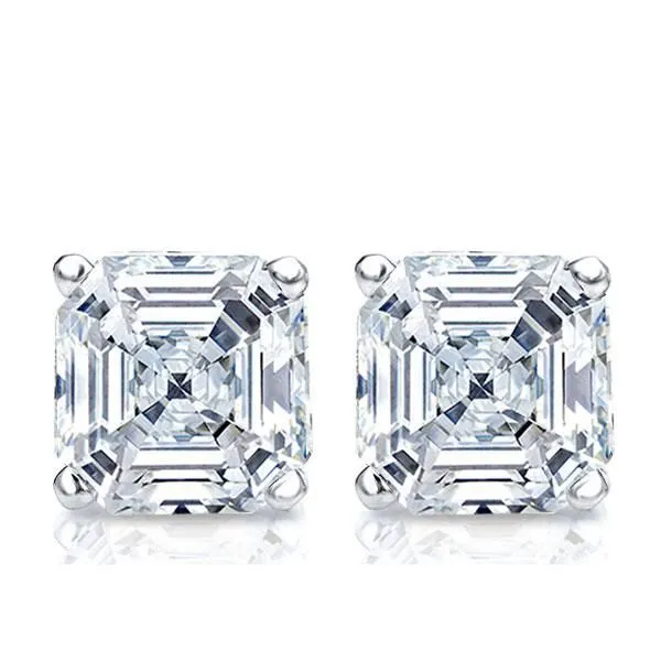 Asscher Diamond Stud Earrings 4.23cts GIA Certified