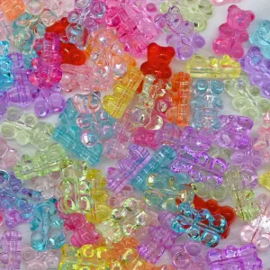 Assorted Gummy Bear Transparent Pastel Plastic Beads | Size : 18mm | 100g | PB23
