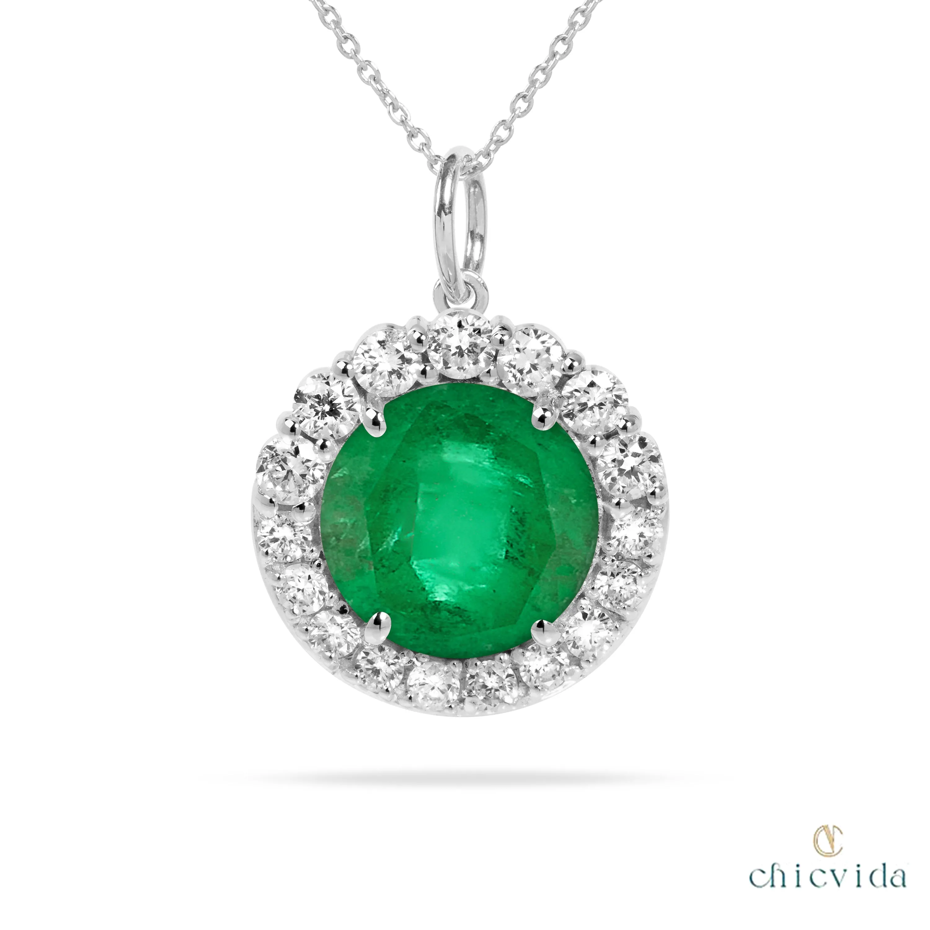Aureola Emerald Pendant