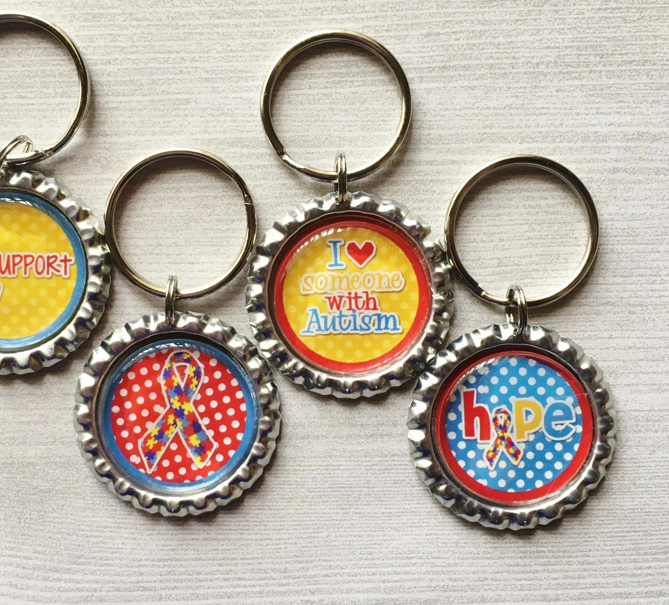 Autism Awareness Keychains, Set of 5