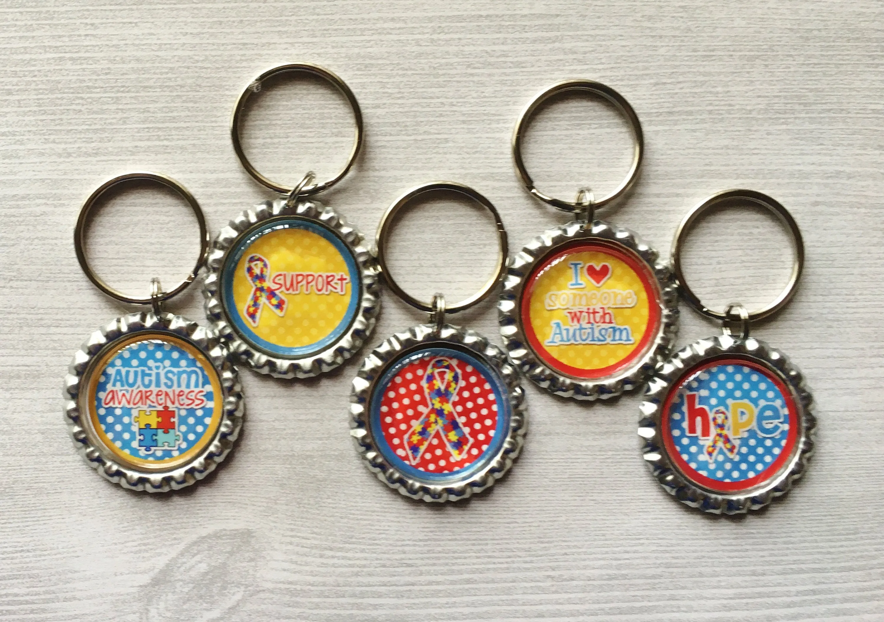 Autism Awareness Keychains, Set of 5