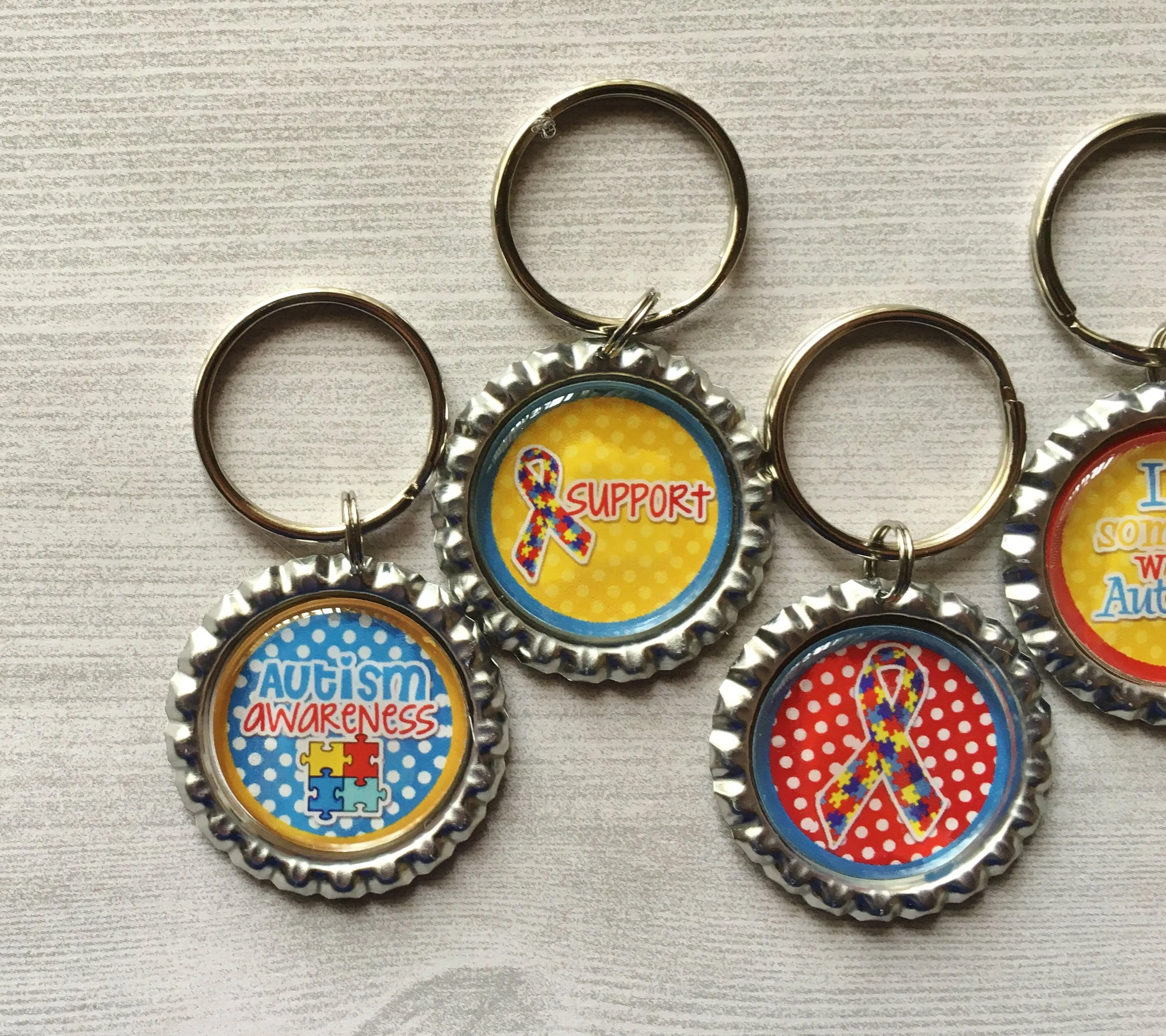 Autism Awareness Keychains, Set of 5