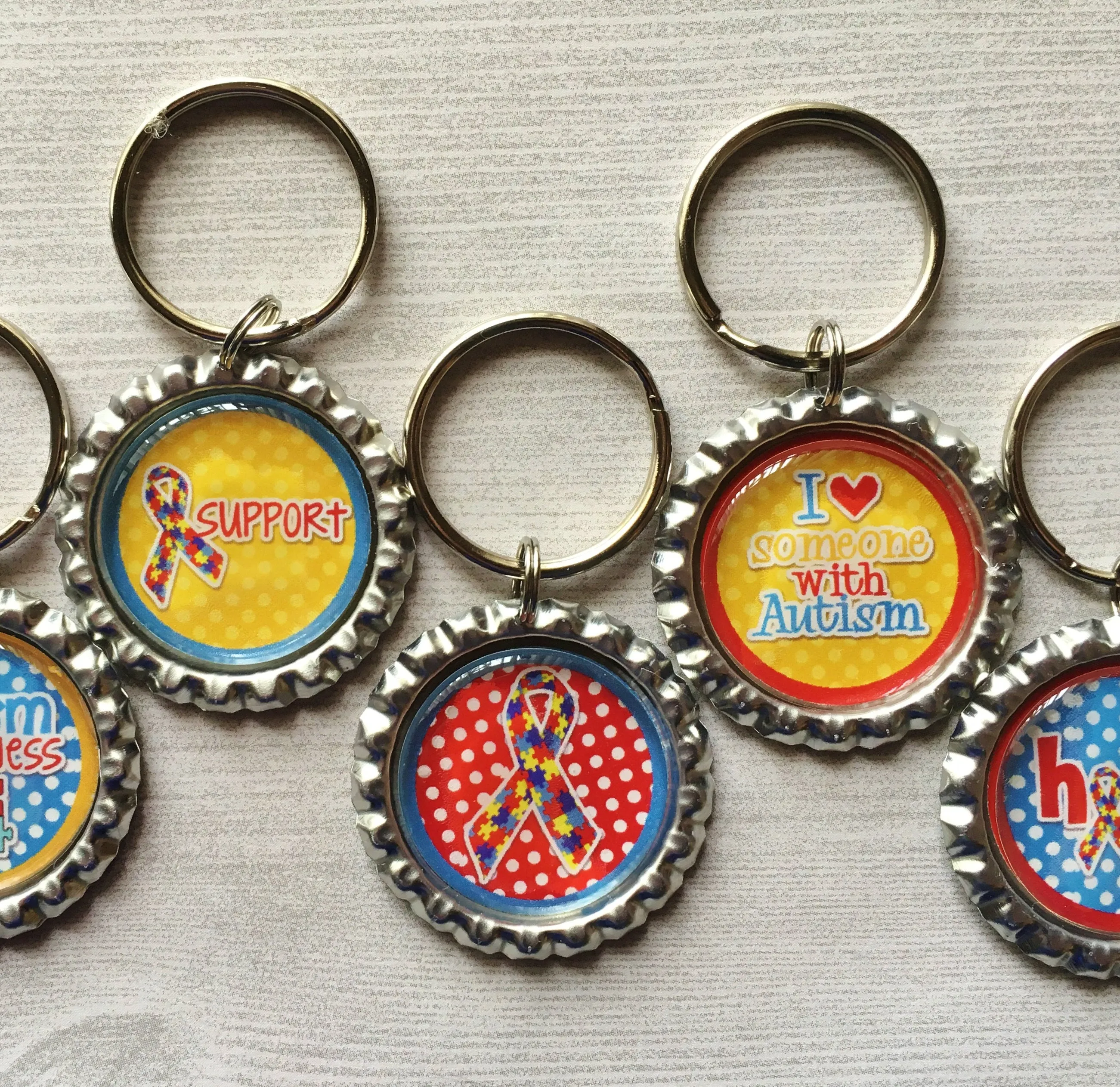 Autism Awareness Keychains, Set of 5