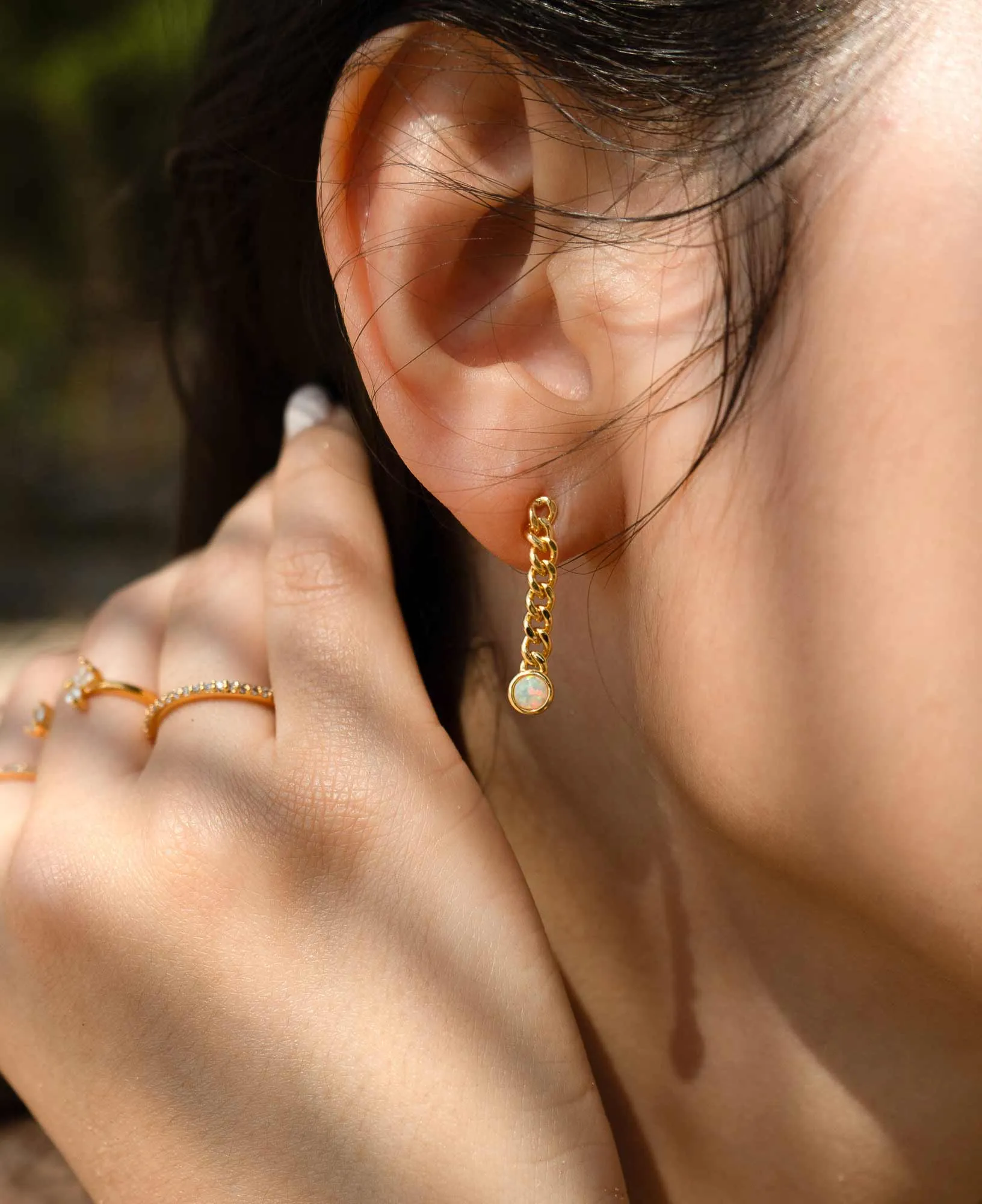 Ava Opal Chain Drop Earrings