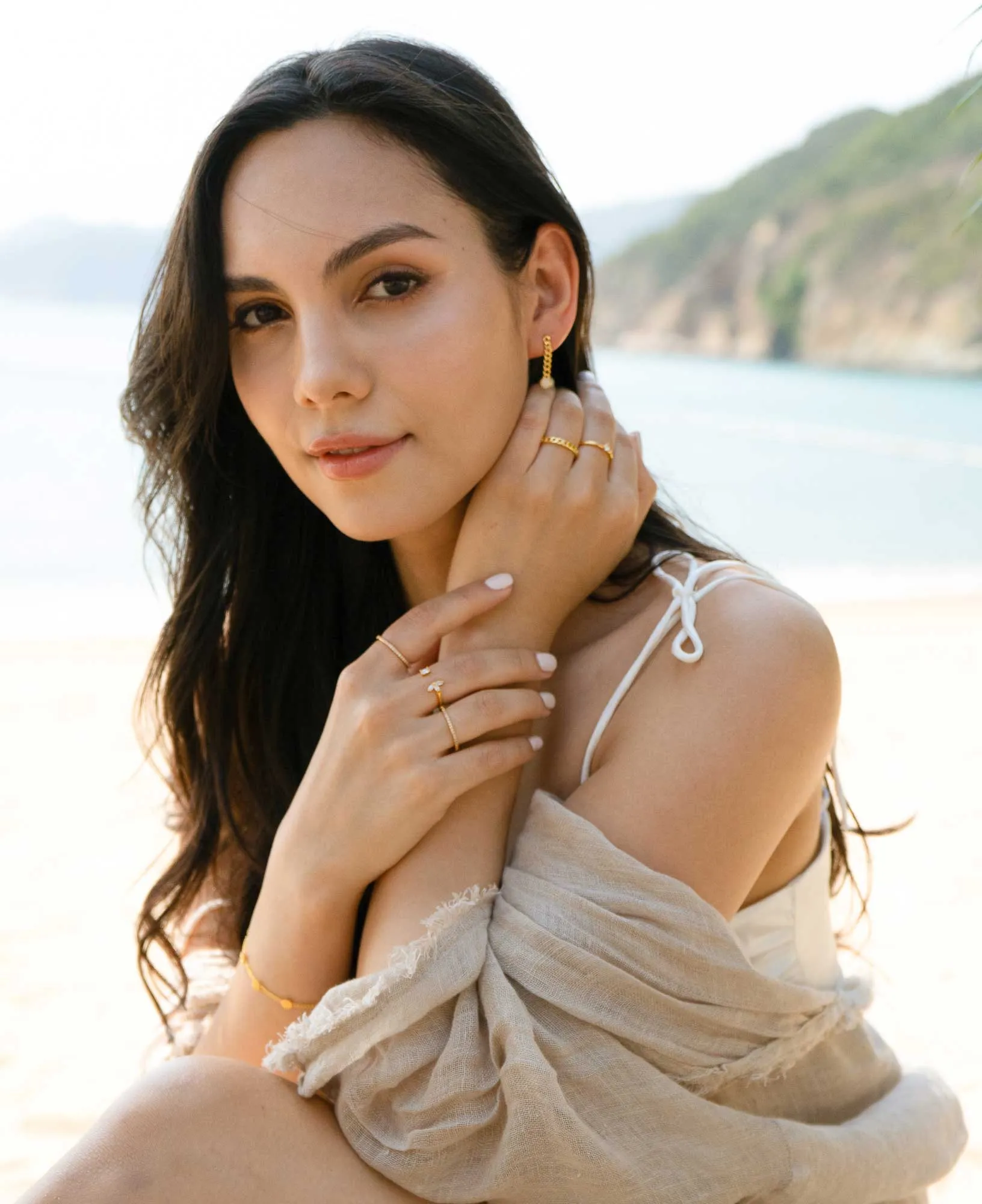 Ava Opal Chain Drop Earrings