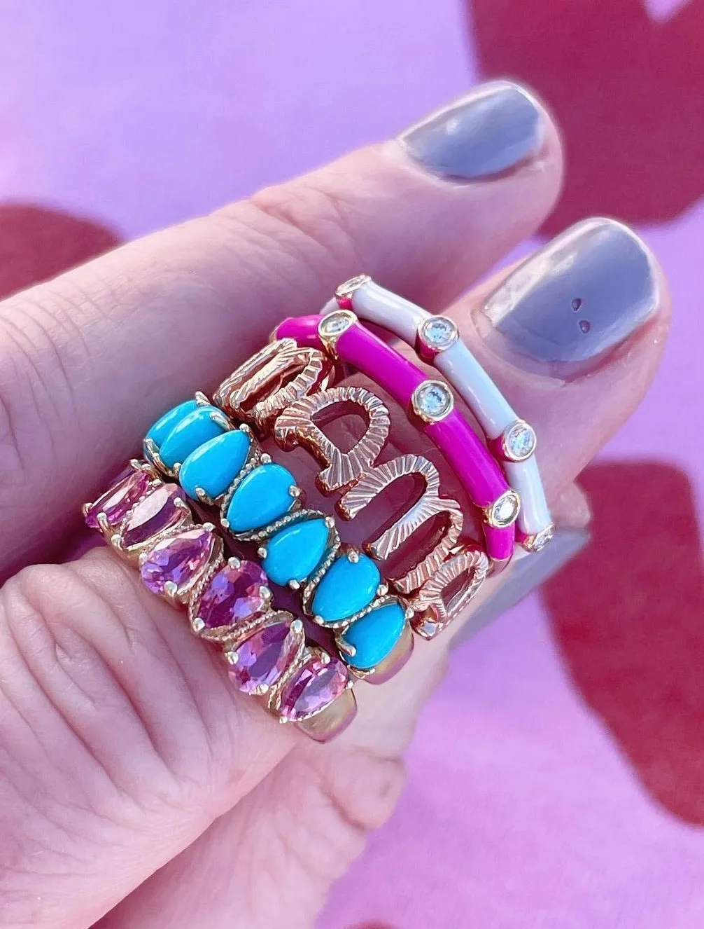 Ava Ring: Snow Enamel/14K Yellow Gold-Diamond, Size 6.5