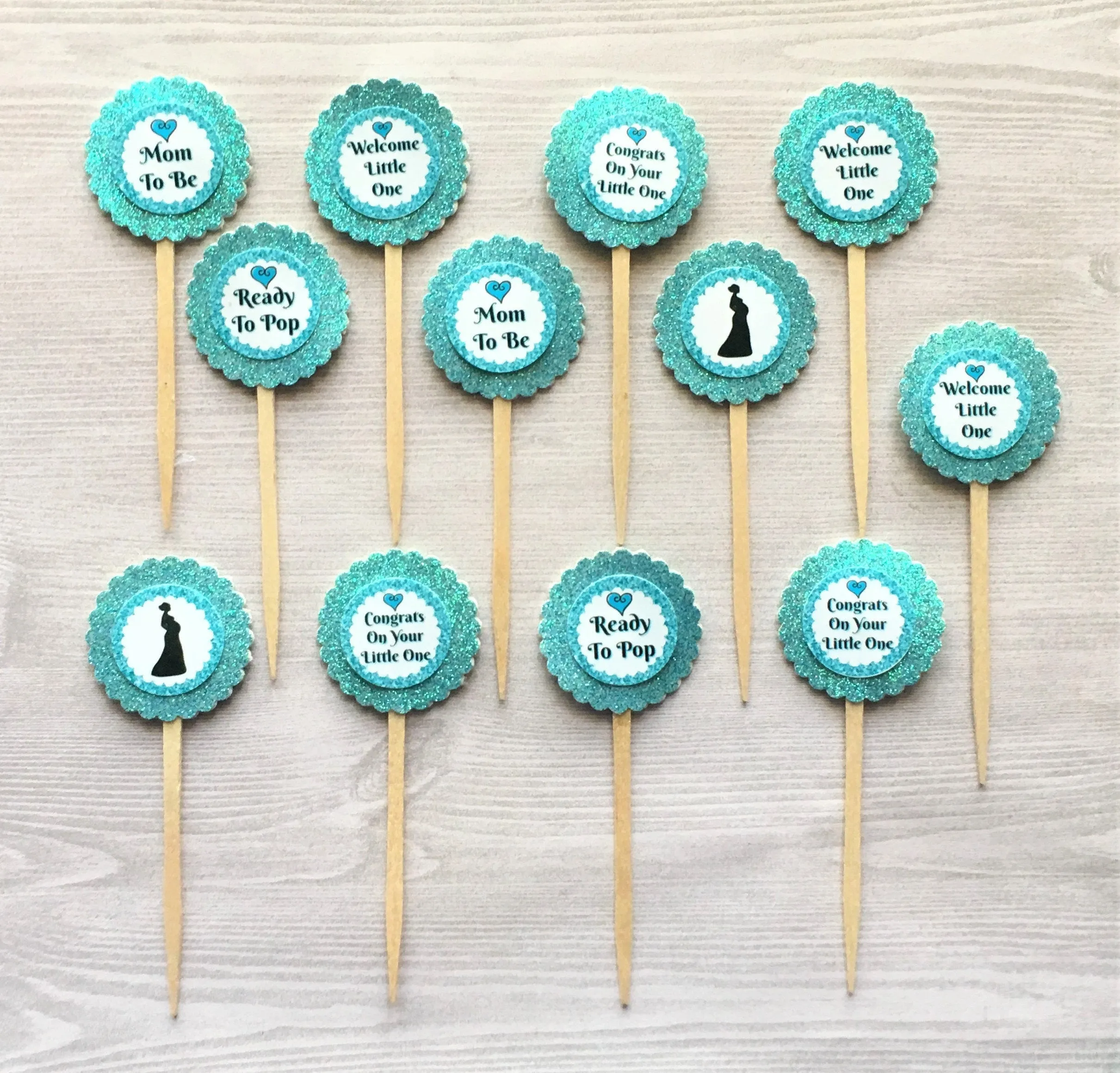 Baby Shower Cupcake Toppers, Set of 12