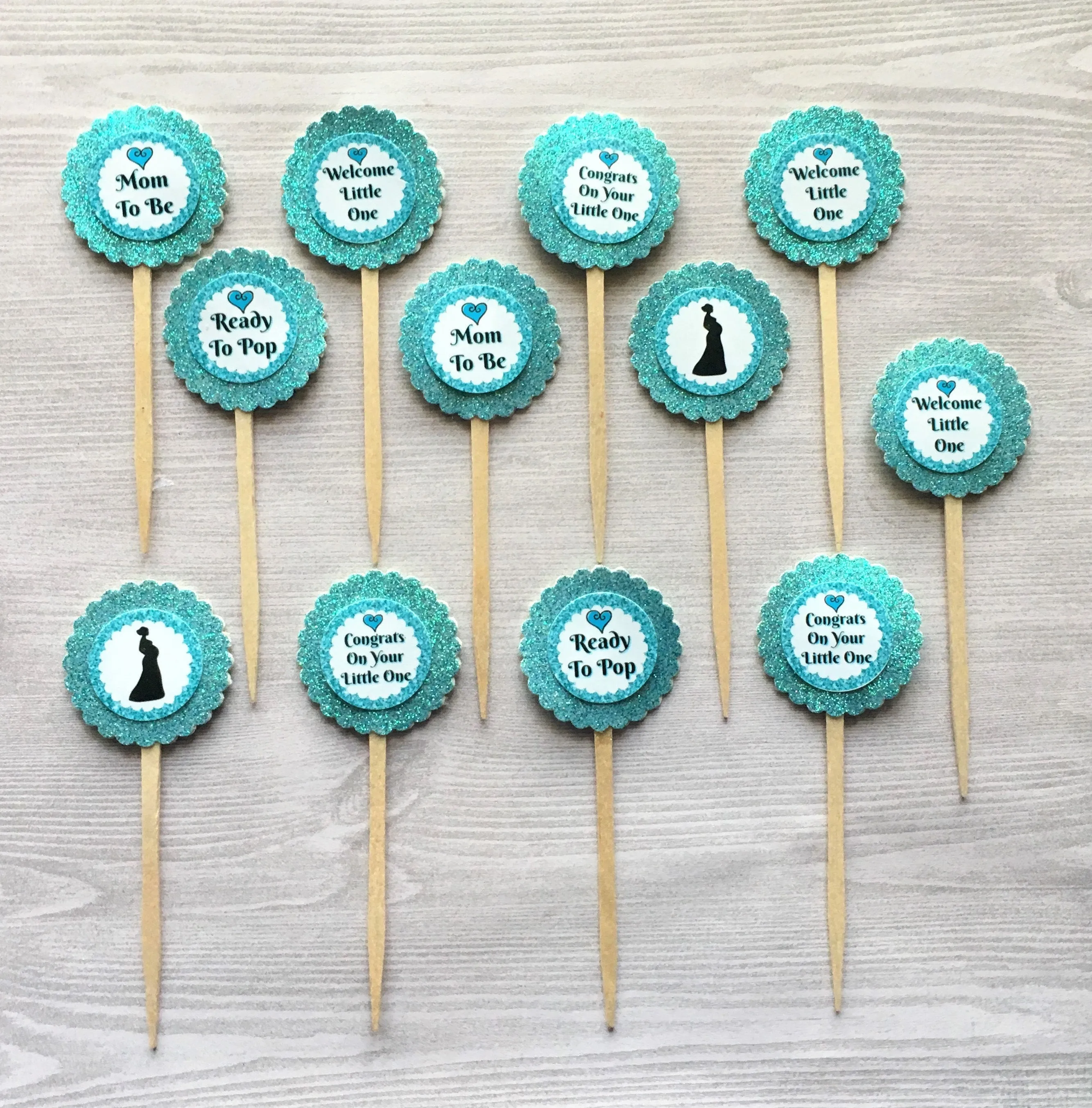 Baby Shower Cupcake Toppers, Set of 12