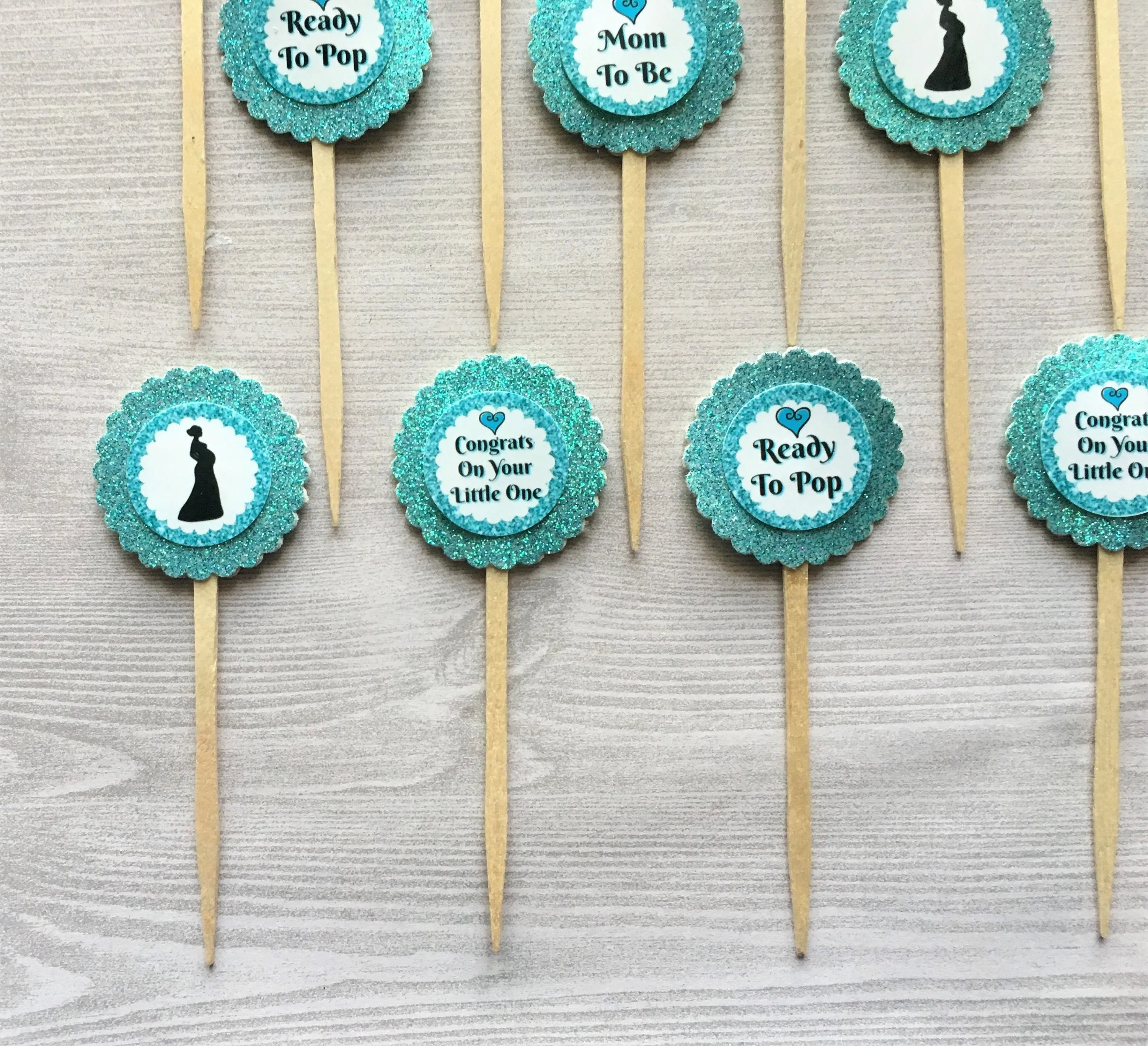 Baby Shower Cupcake Toppers, Set of 12