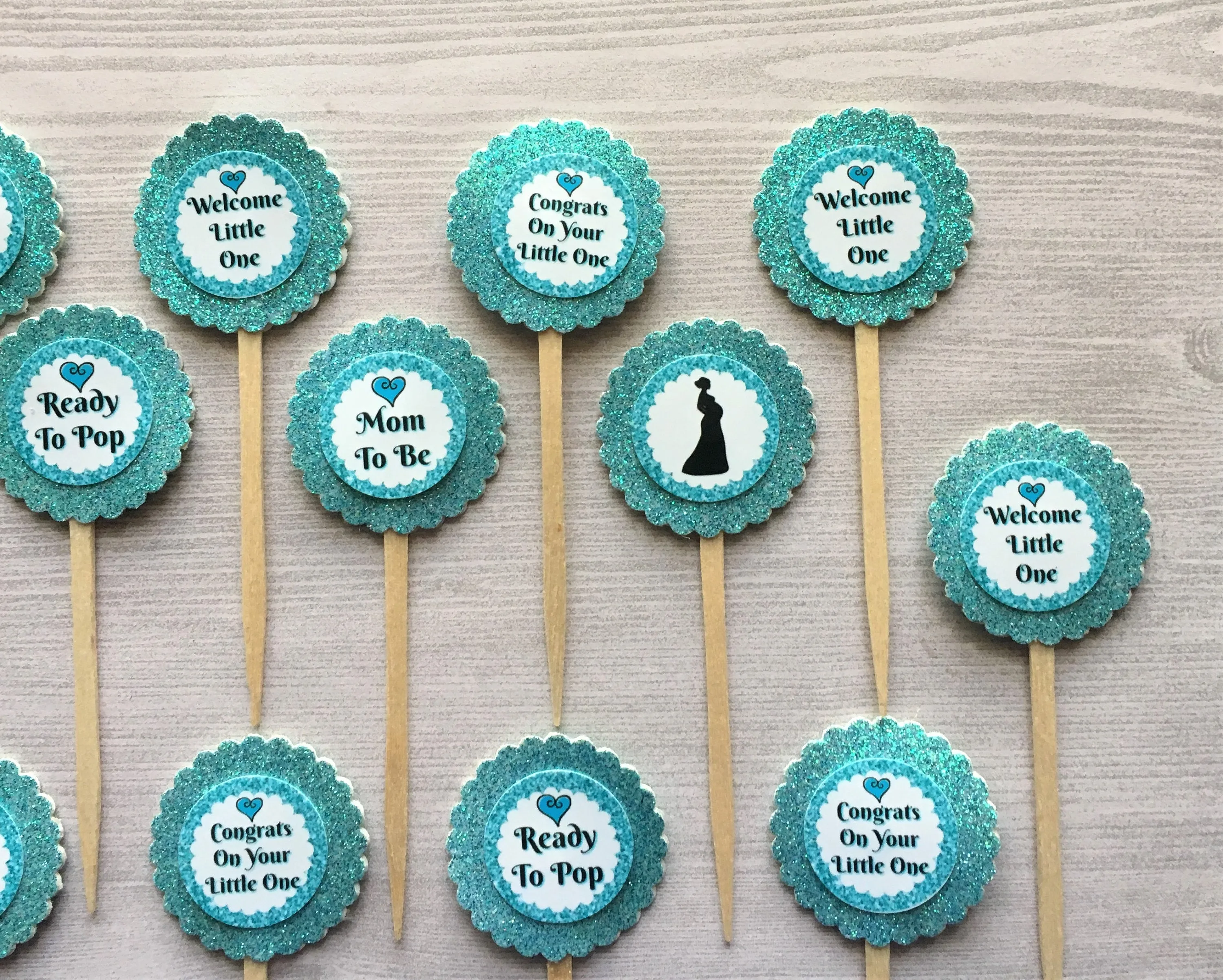 Baby Shower Cupcake Toppers, Set of 12