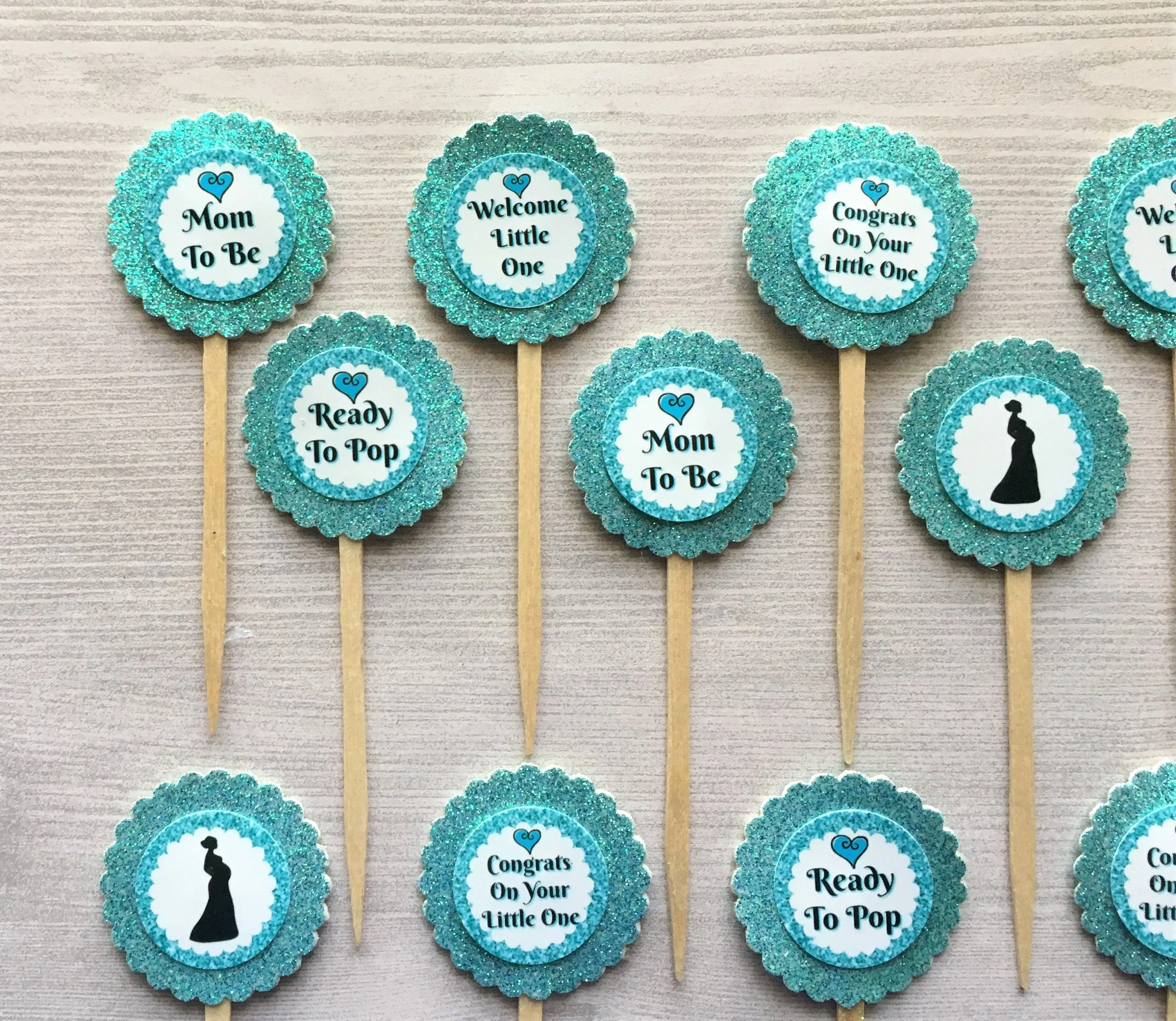 Baby Shower Cupcake Toppers, Set of 12