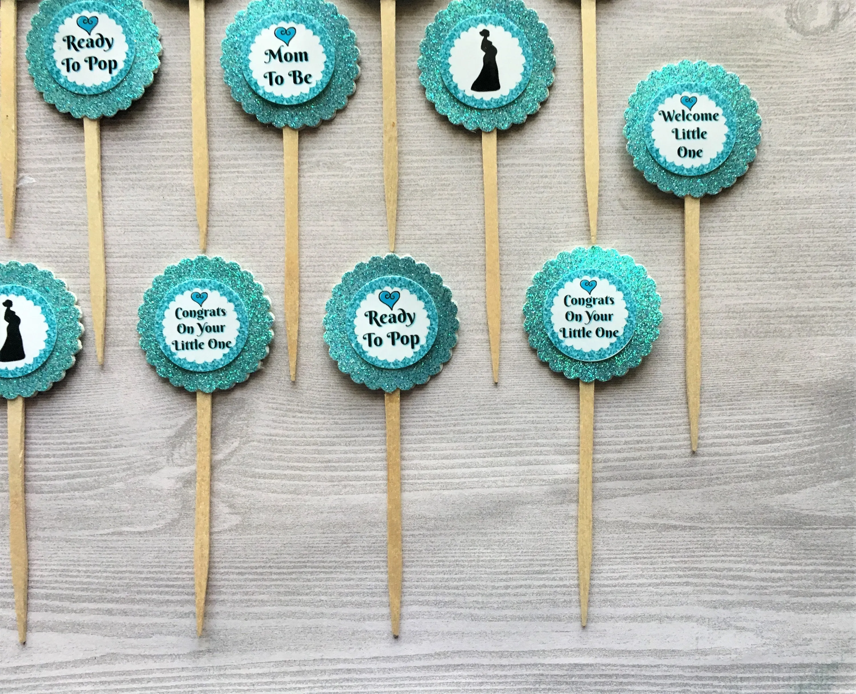 Baby Shower Cupcake Toppers, Set of 12