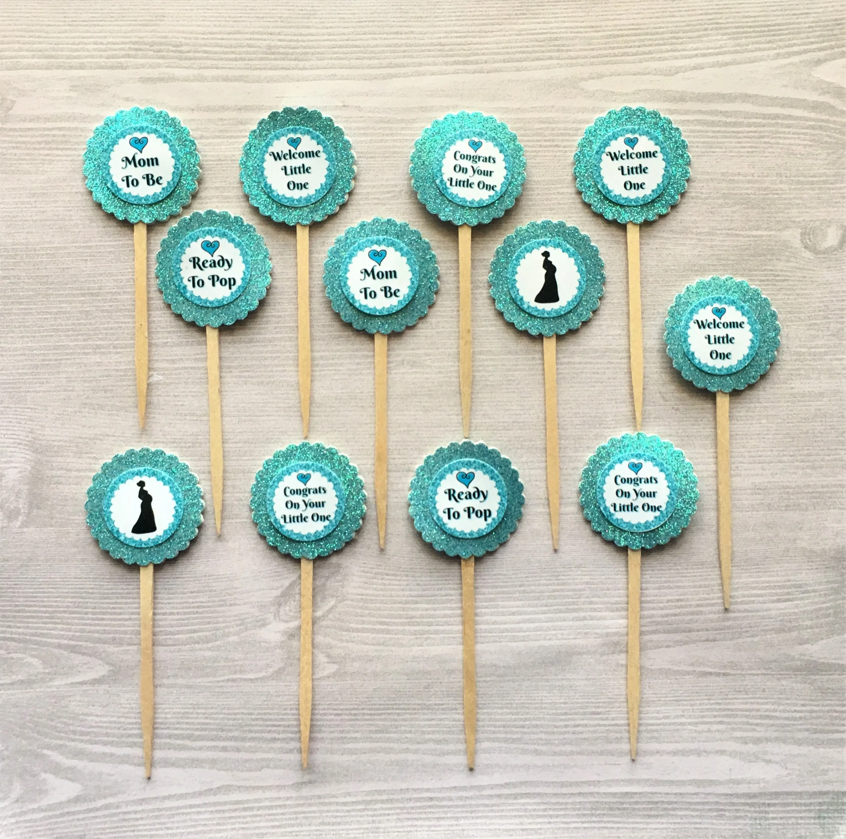 Baby Shower Cupcake Toppers, Set of 12