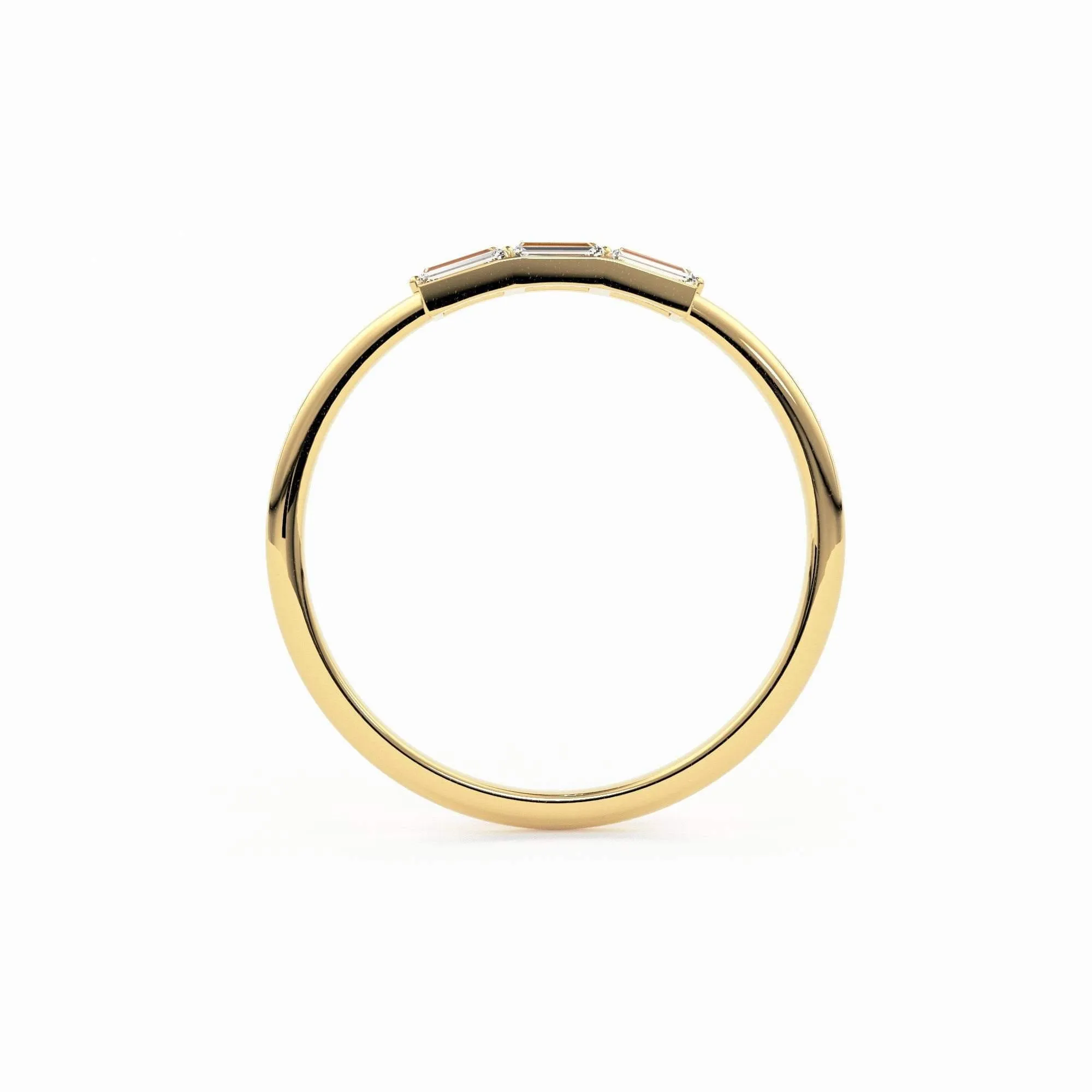 Baguette Diamond Ring / Minimalist Ring 14k Solid Gold / Diamond Ring / Trio Diamond Ring / Thin Gold Stacking Rings / Promise Ring
