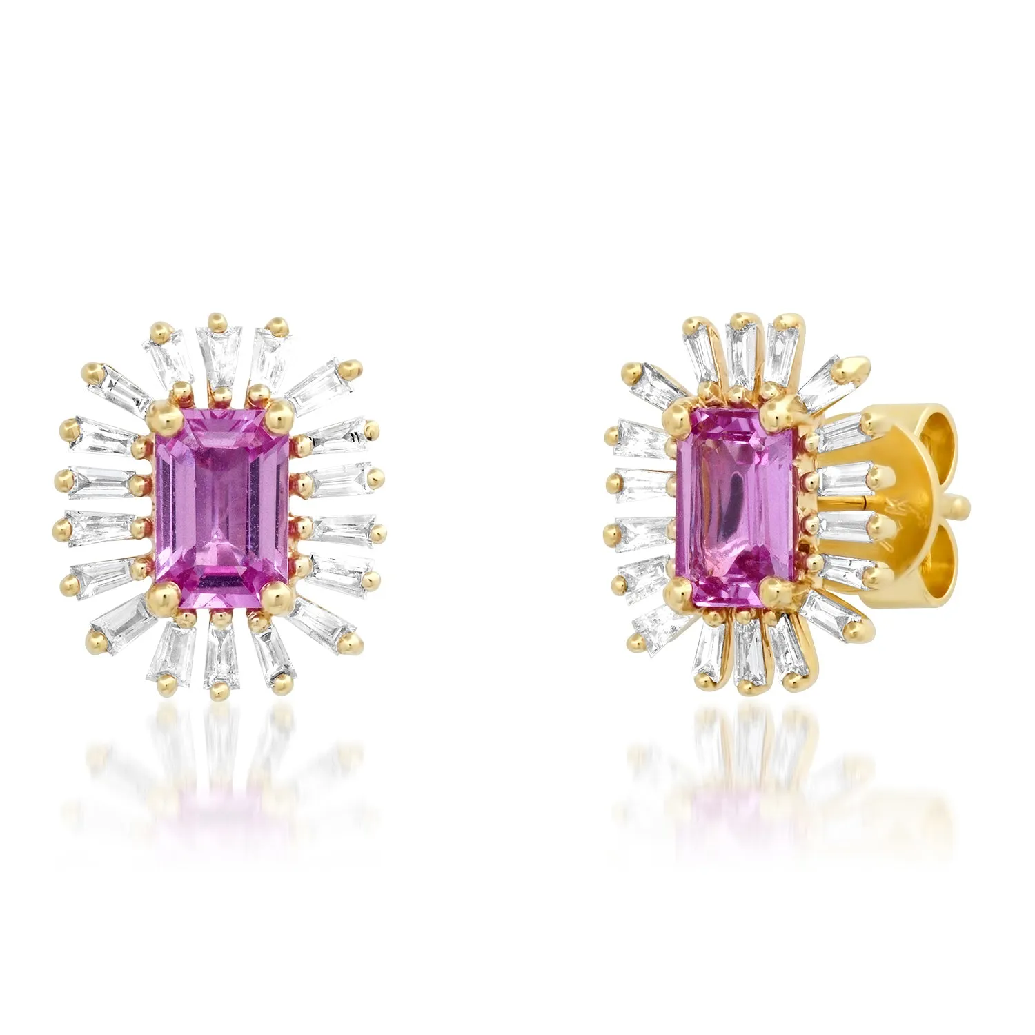 Baguette Halo Studs